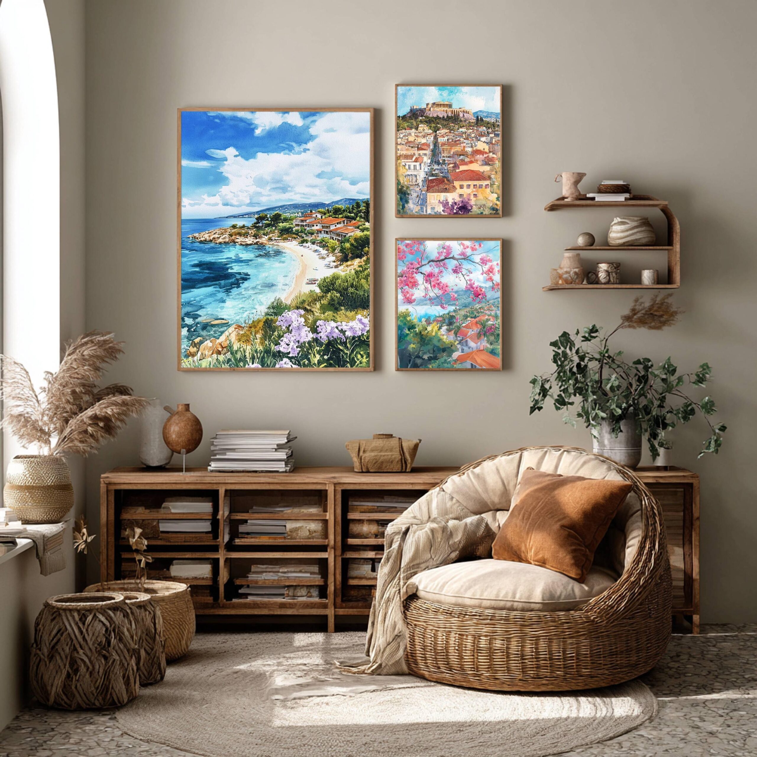 Halkidiki Peninsula Greece Watercolor: Travel Art Poster - Image 2