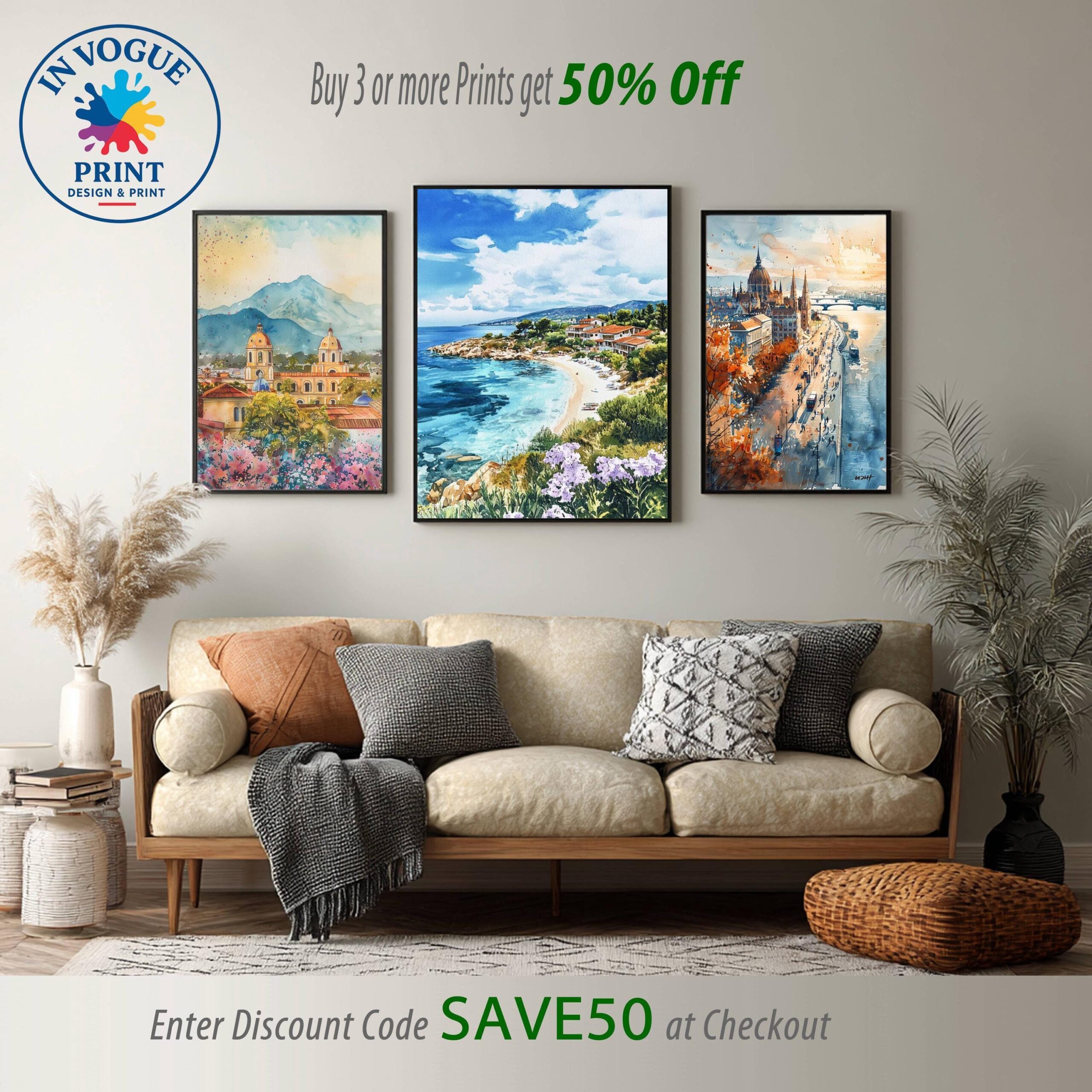 Halkidiki Peninsula Greece Watercolor: Travel Art Poster - Image 10