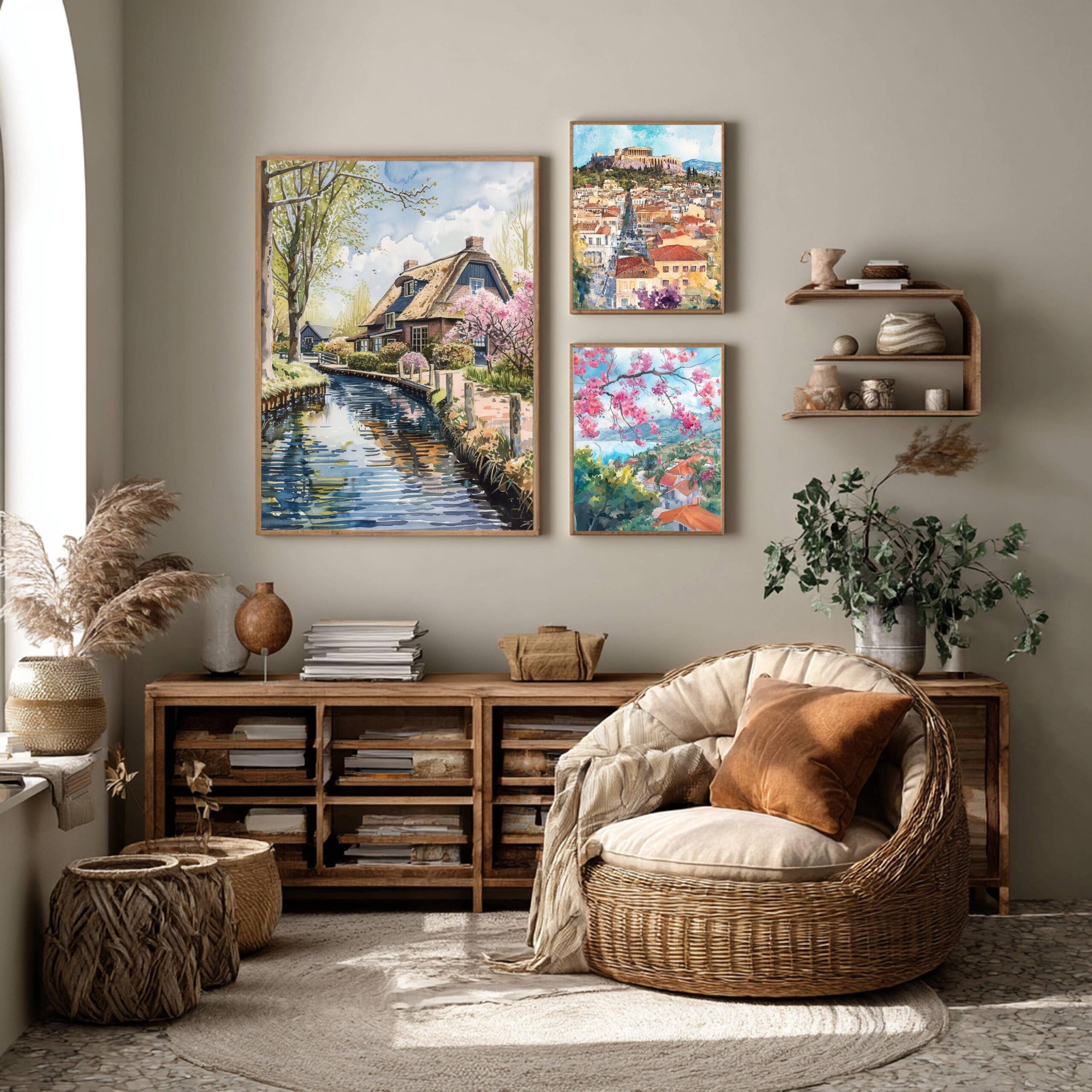 Giethoorn The Netherlands (Holland) Europe Watercolor Print: Travel Art Poster - Image 2