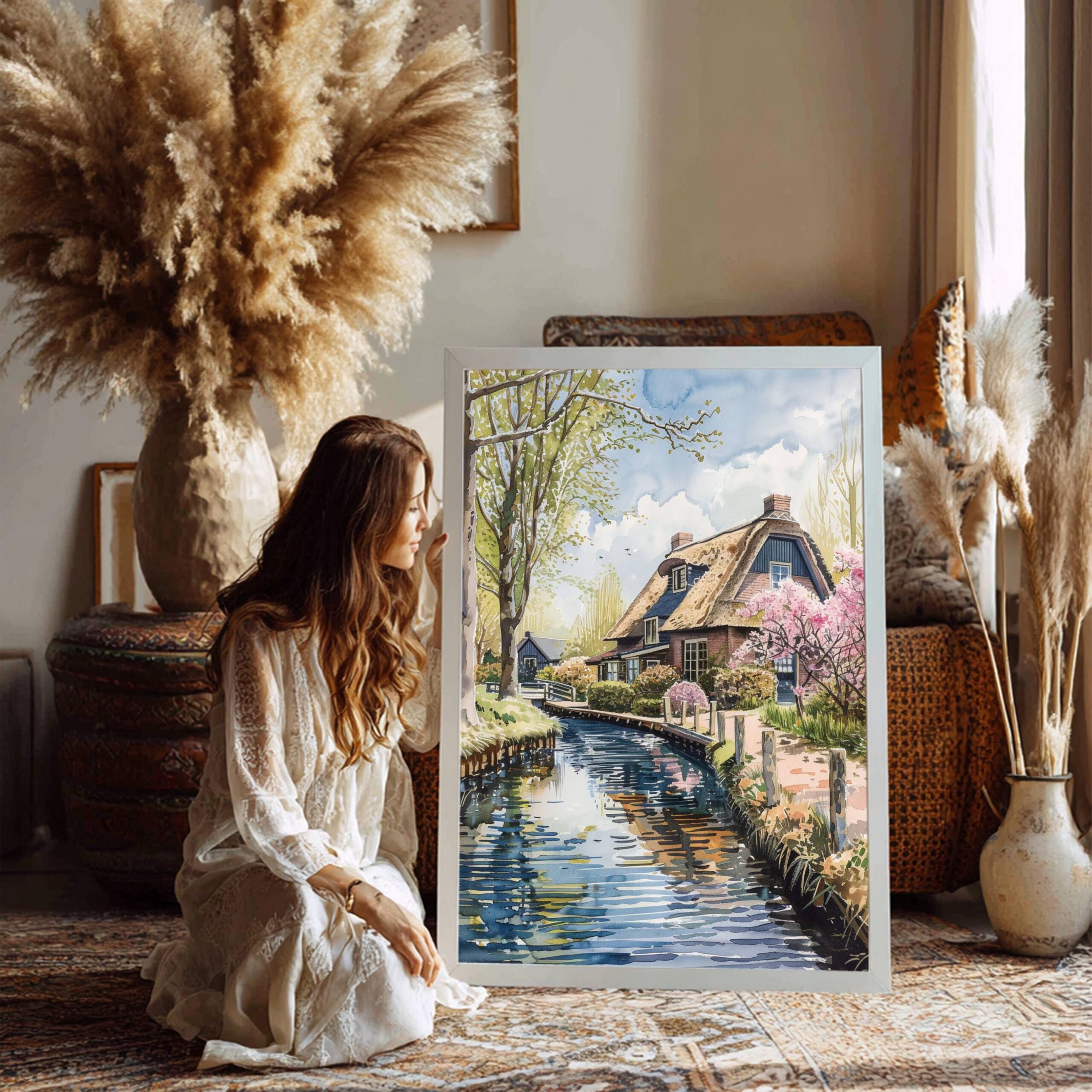 Giethoorn The Netherlands (Holland) Europe Watercolor Print: Travel Art Poster - Image 3