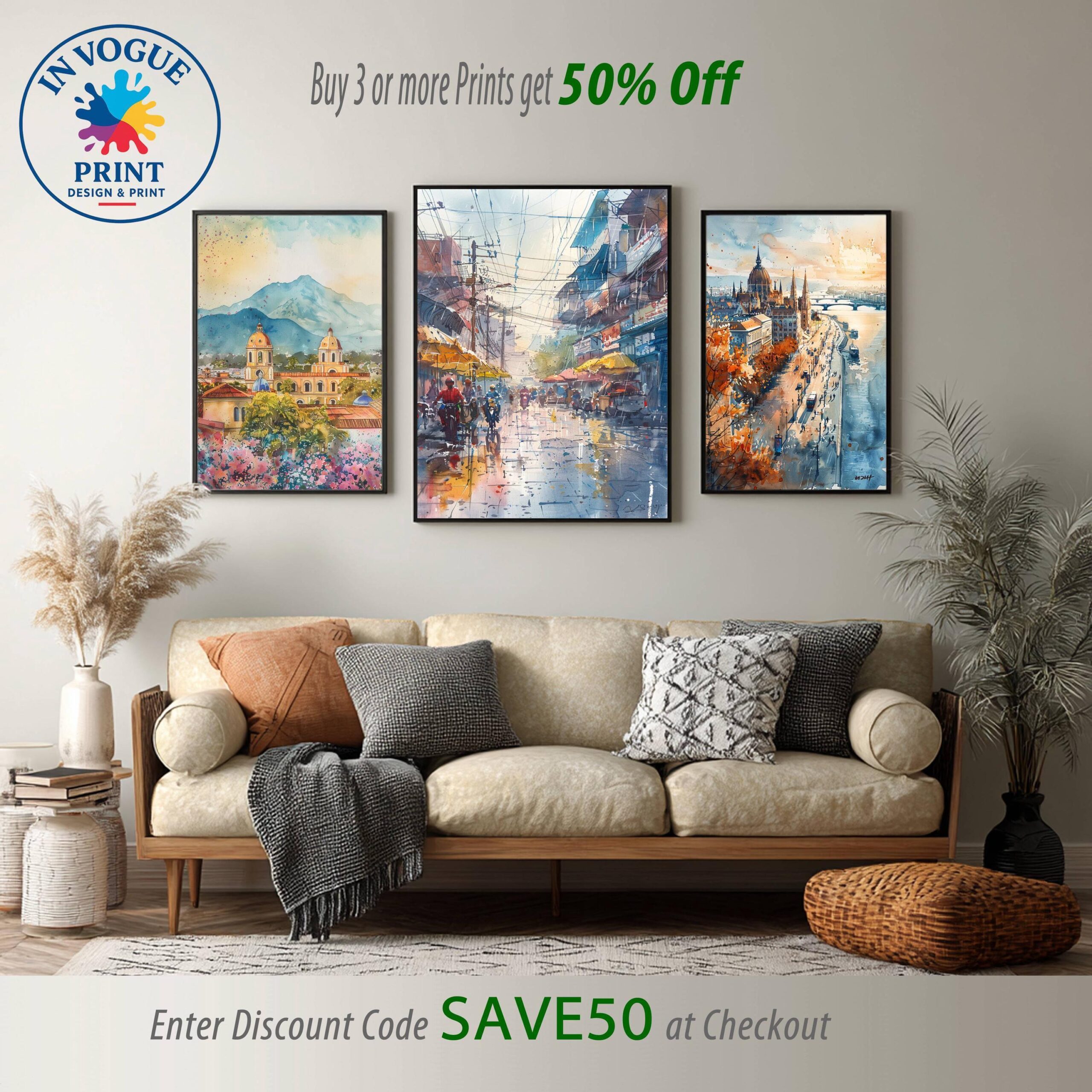 New Delhi India Asia Watercolor: Travel Art Poster - Image 10