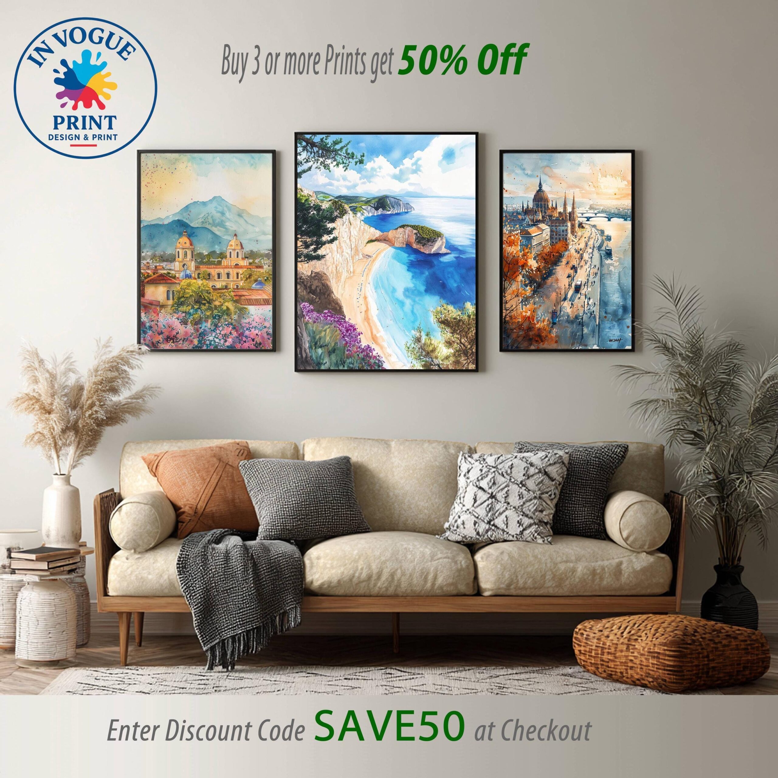 Navagio Beach Elatia Greece Watercolor: Travel Art Poster - Image 10
