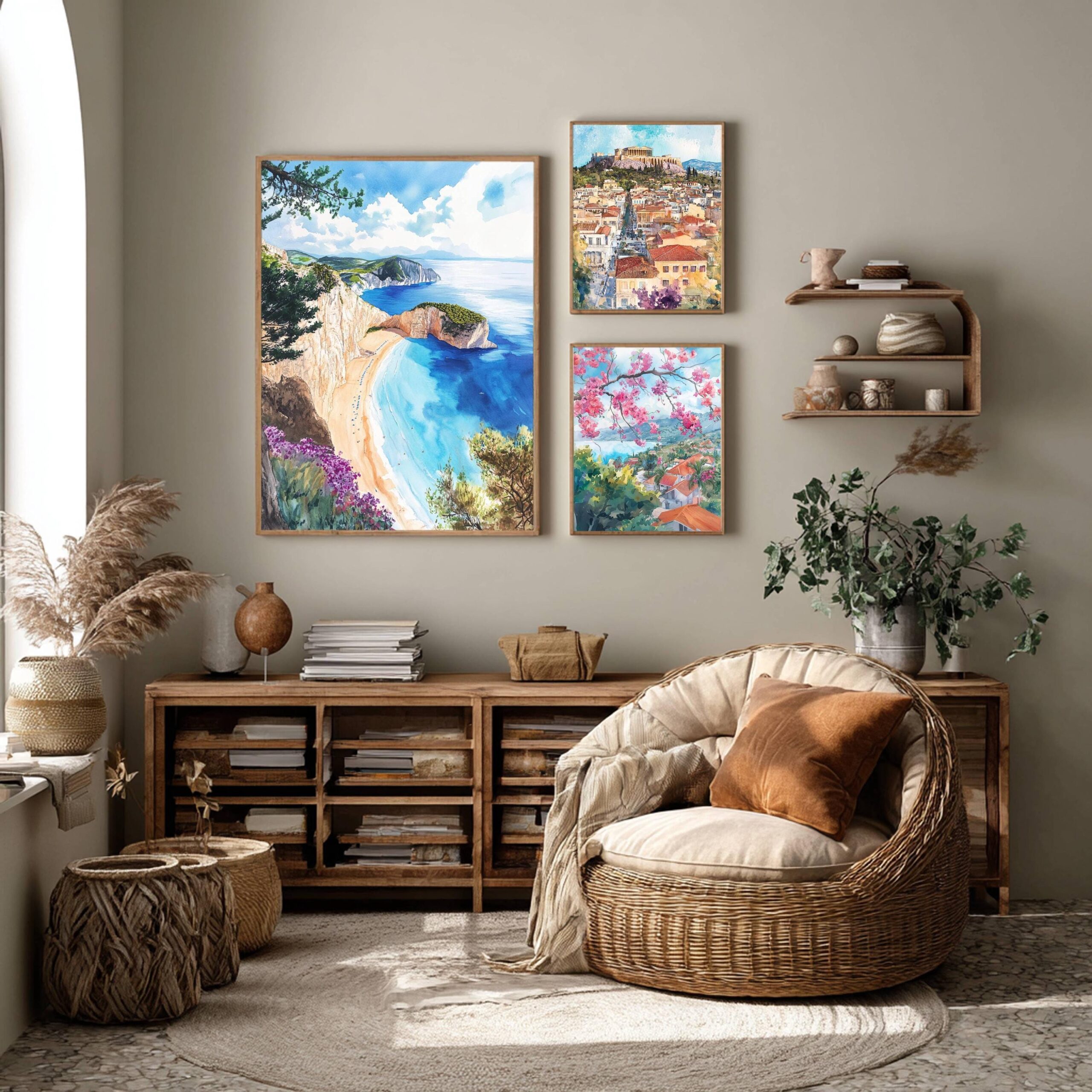 Navagio Beach Elatia Greece Watercolor: Travel Art Poster - Image 2