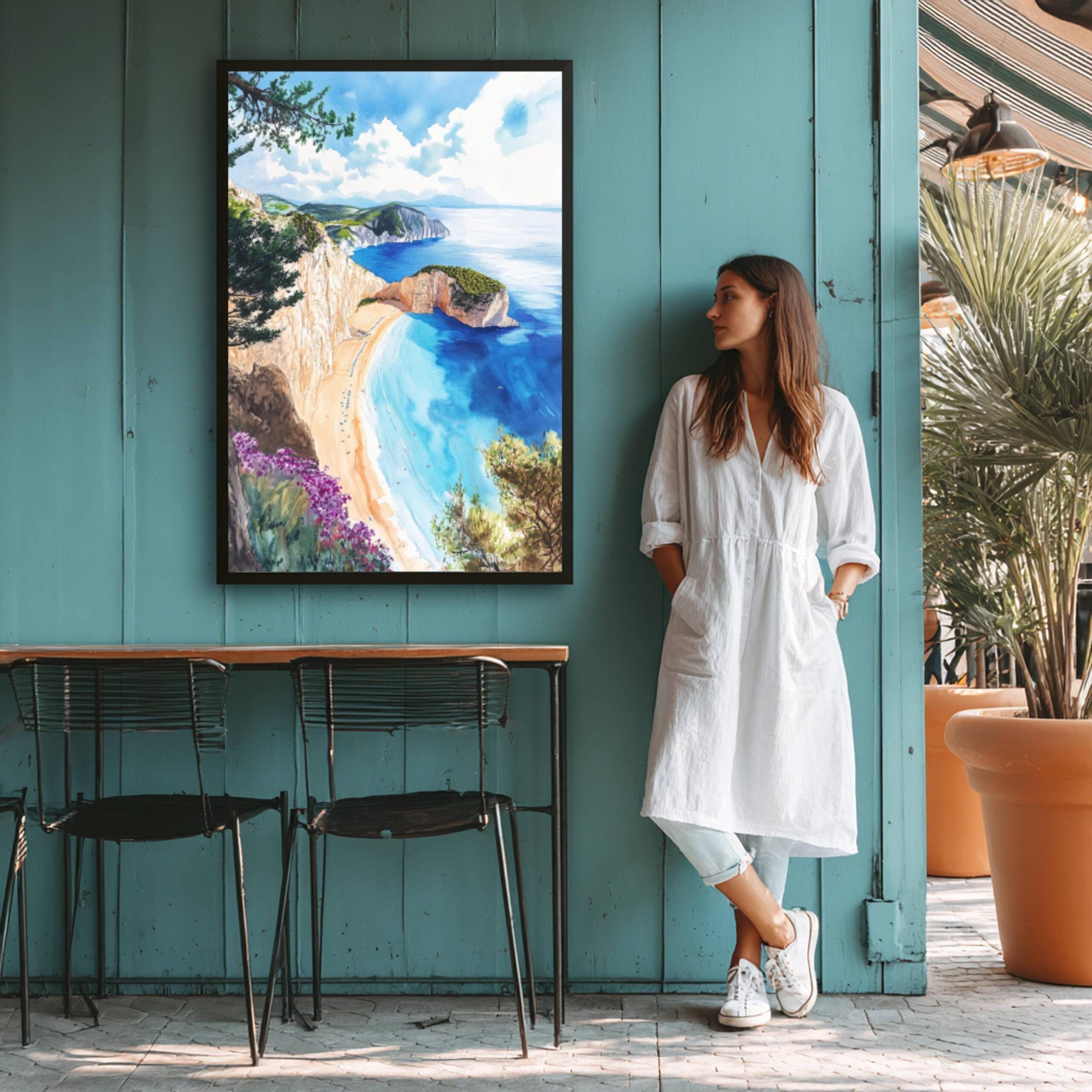 Navagio Beach Elatia Greece Watercolor: Travel Art Poster - Image 5