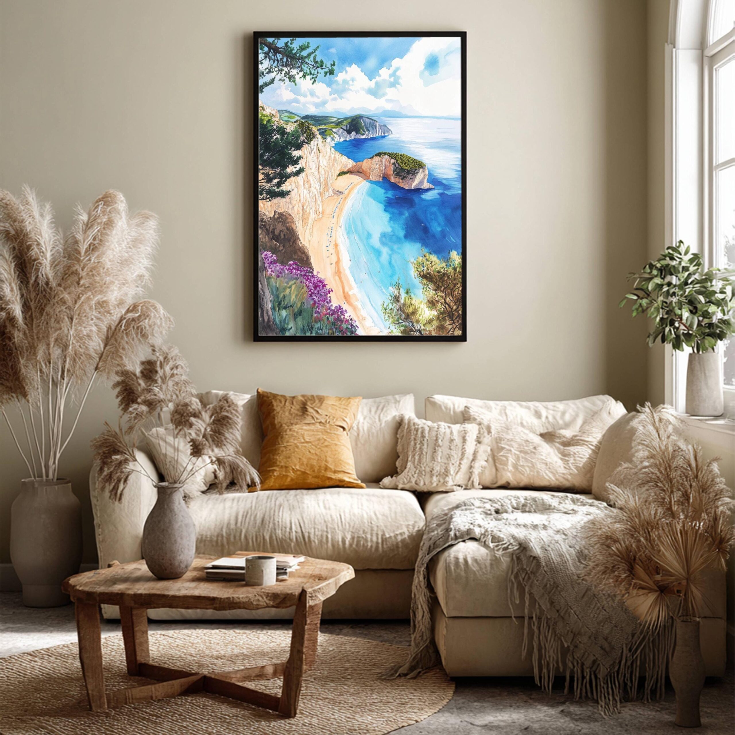 Navagio Beach Elatia Greece Watercolor: Travel Art Poster - Image 7
