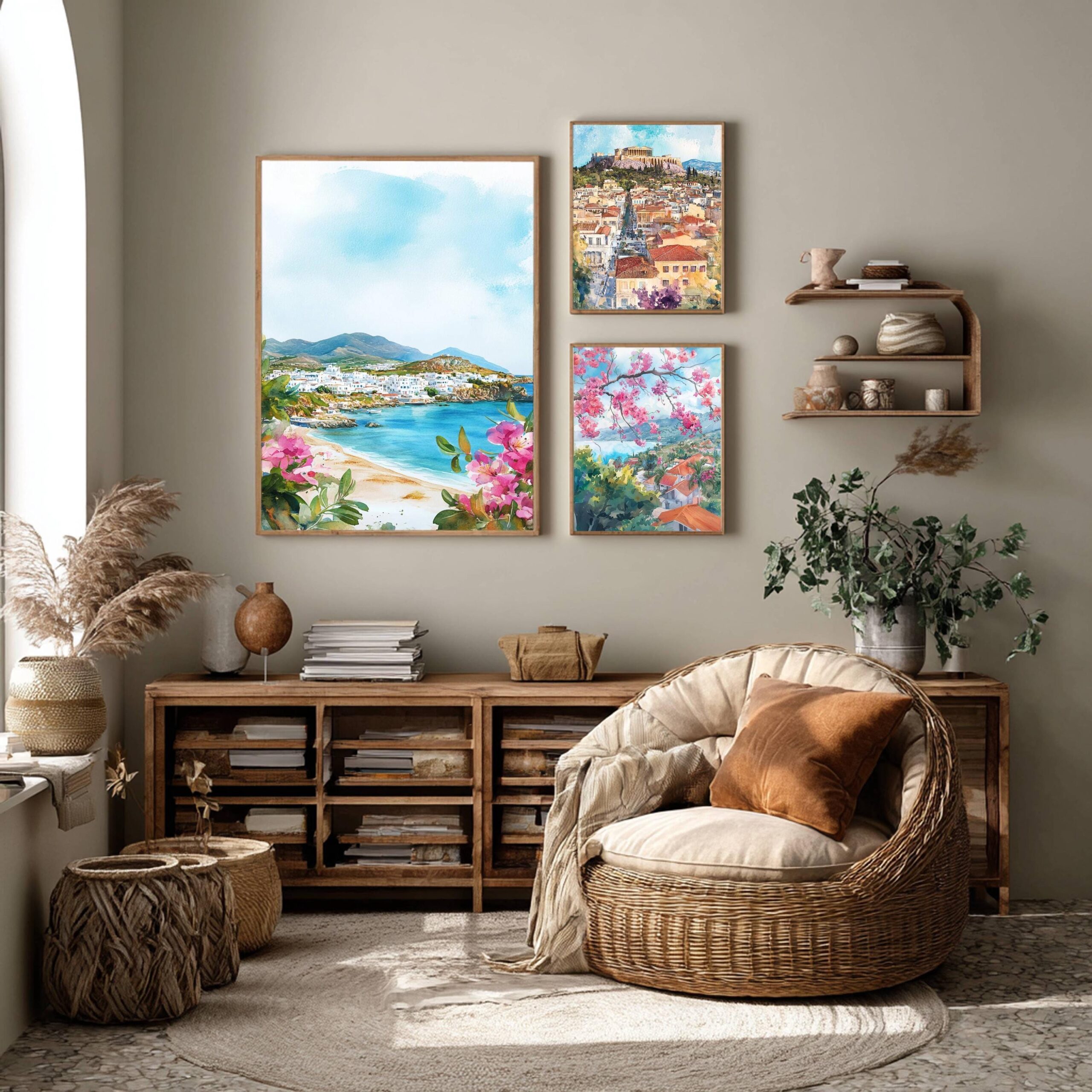 Naxos Island Greece Watercolor: Travel Art Poster - Image 2