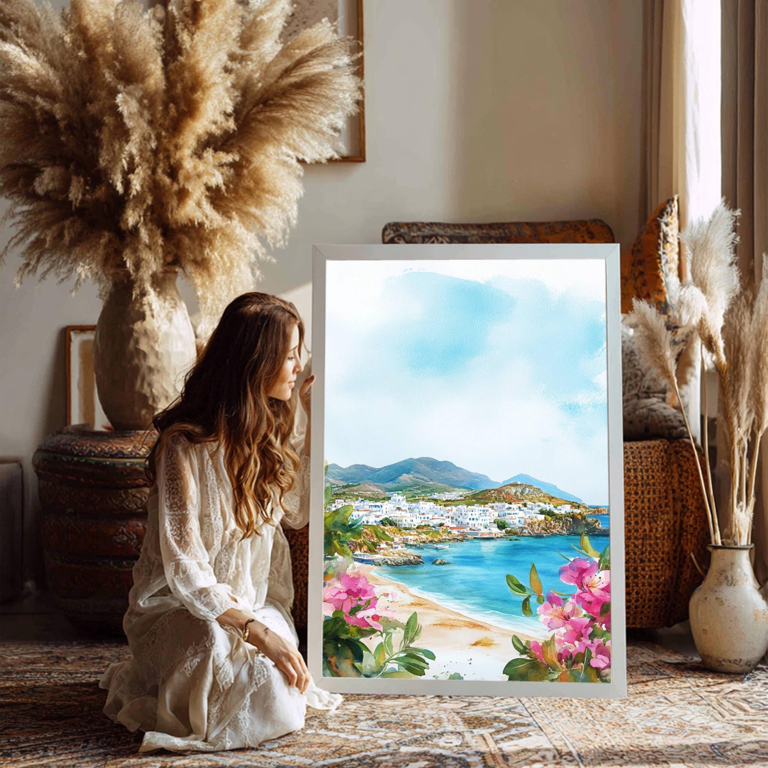 Naxos Island Greece Watercolor: Travel Art Poster - Image 3