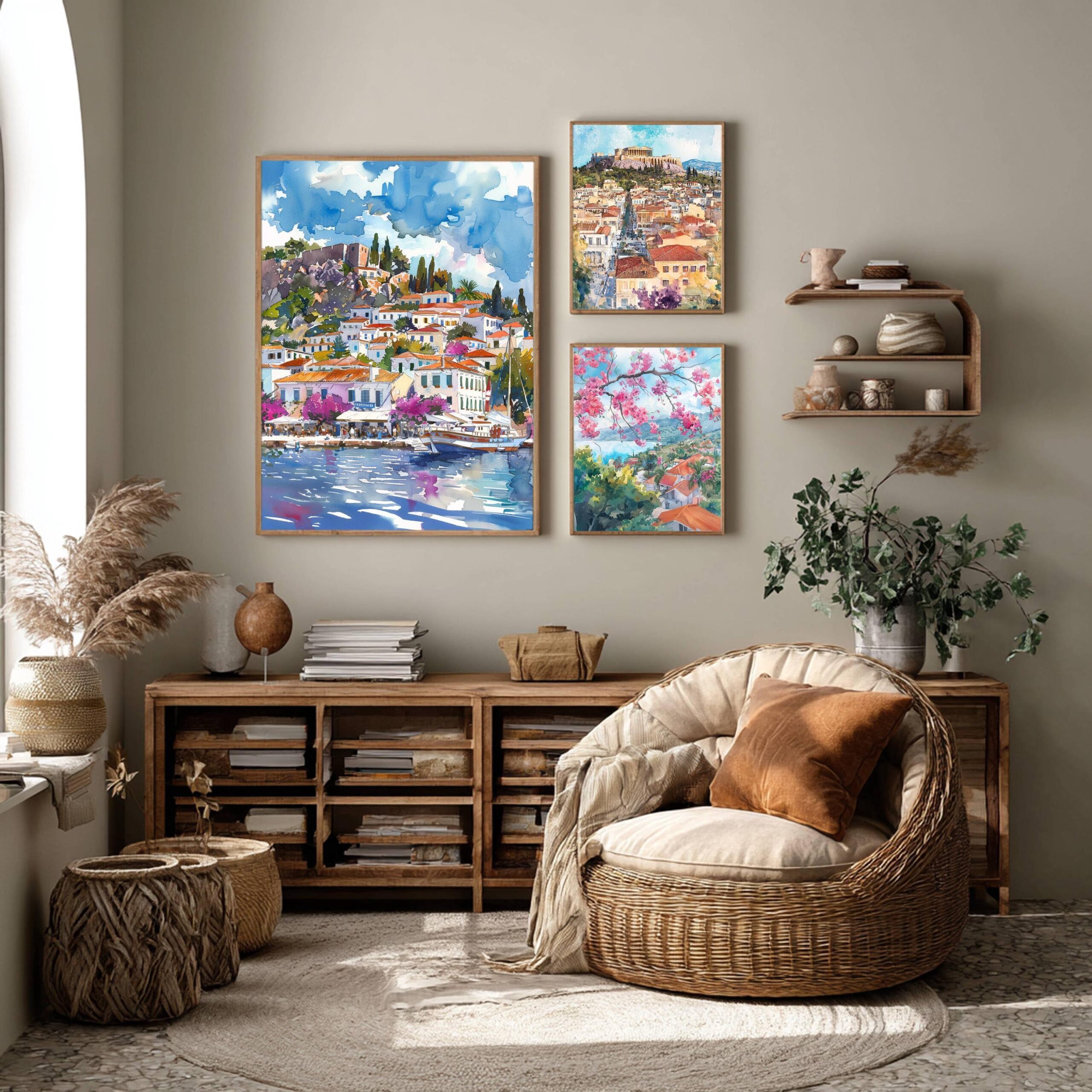 Hydra Island Greece Watercolor Print: Travel Art Poster - Image 2