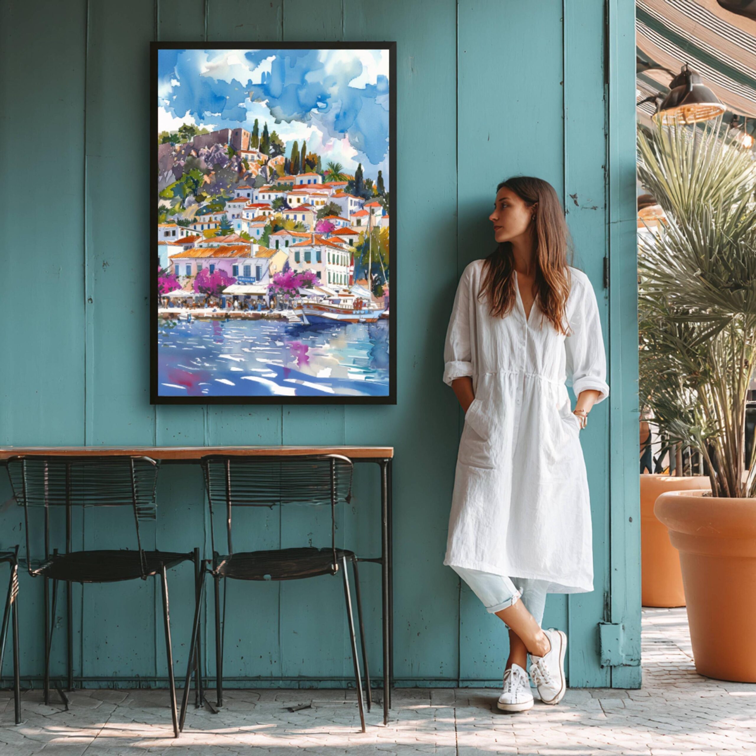 Hydra Island Greece Watercolor Print: Travel Art Poster - Image 5