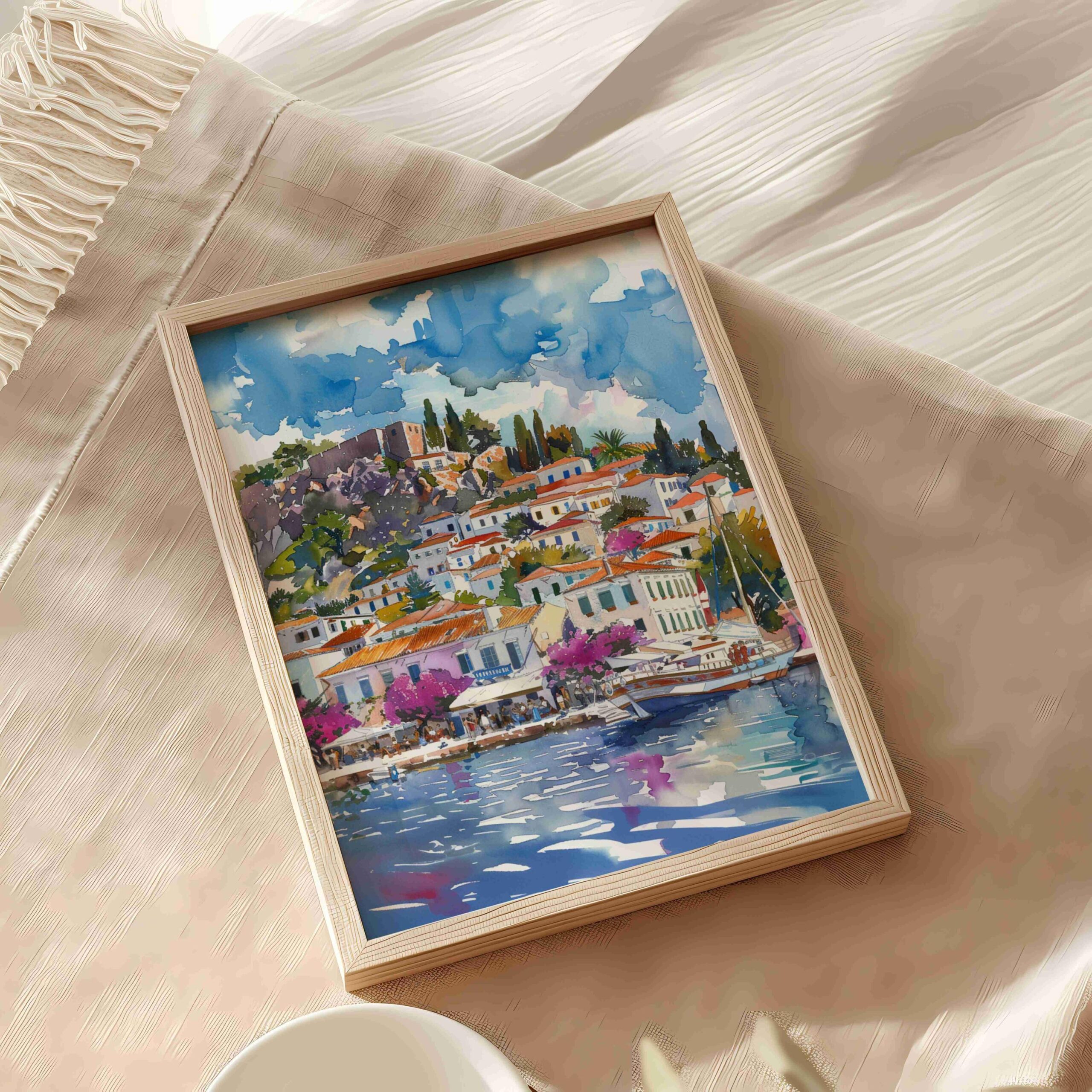 Hydra Island Greece Watercolor Print: Travel Art Poster - Image 9