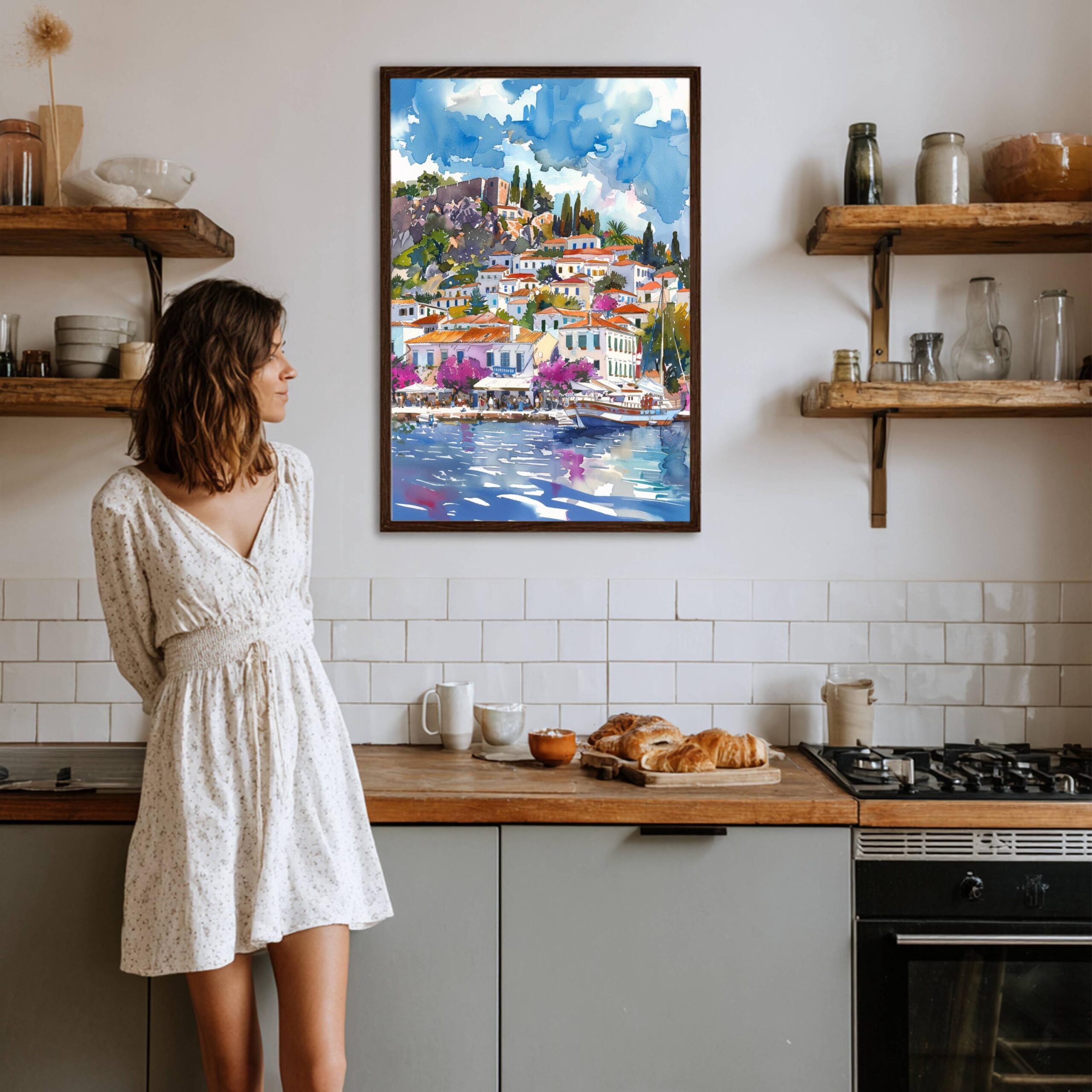 Hydra Island Greece Watercolor Print: Travel Art Poster - Image 4