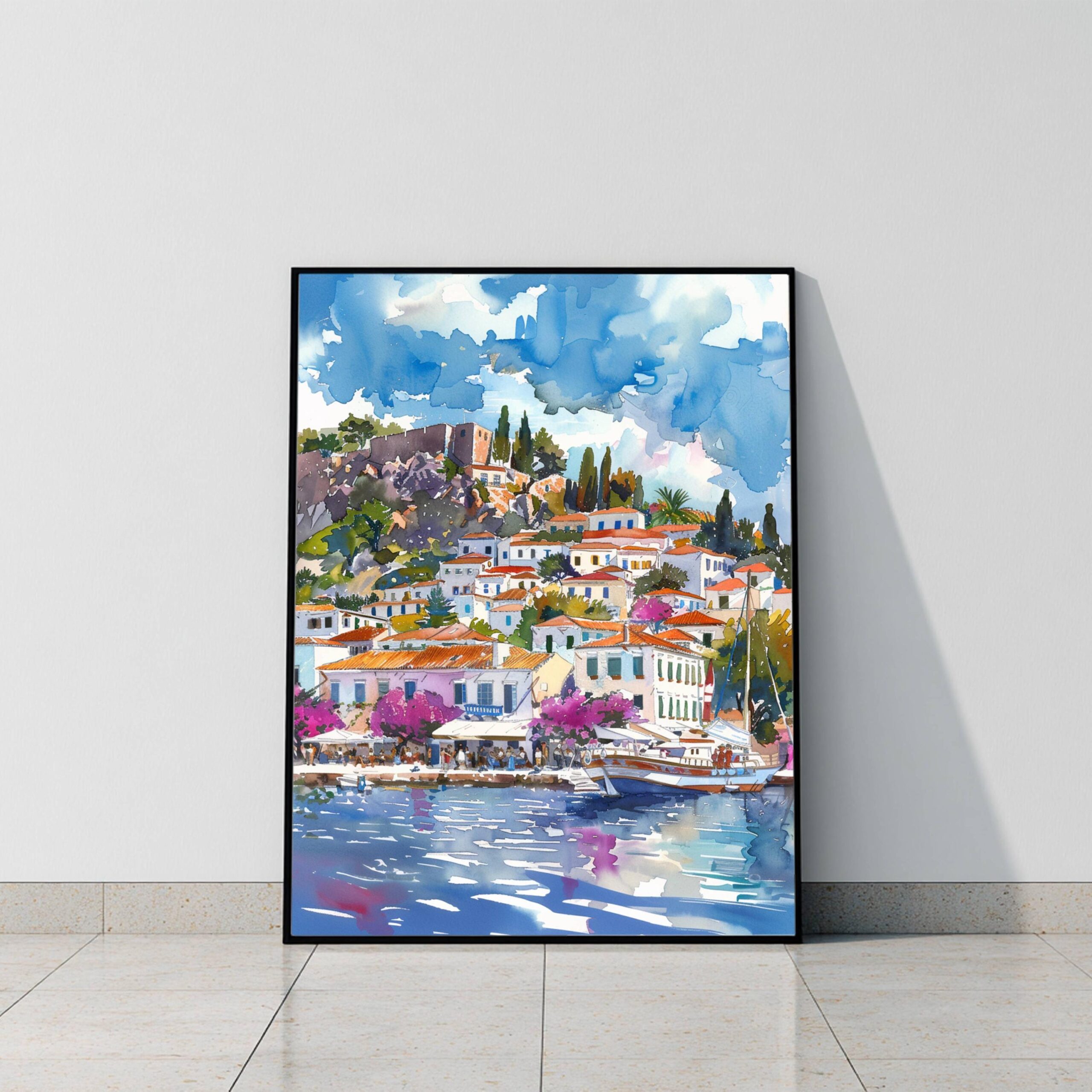 Hydra Island Greece Watercolor Print: Travel Art Poster - Image 8