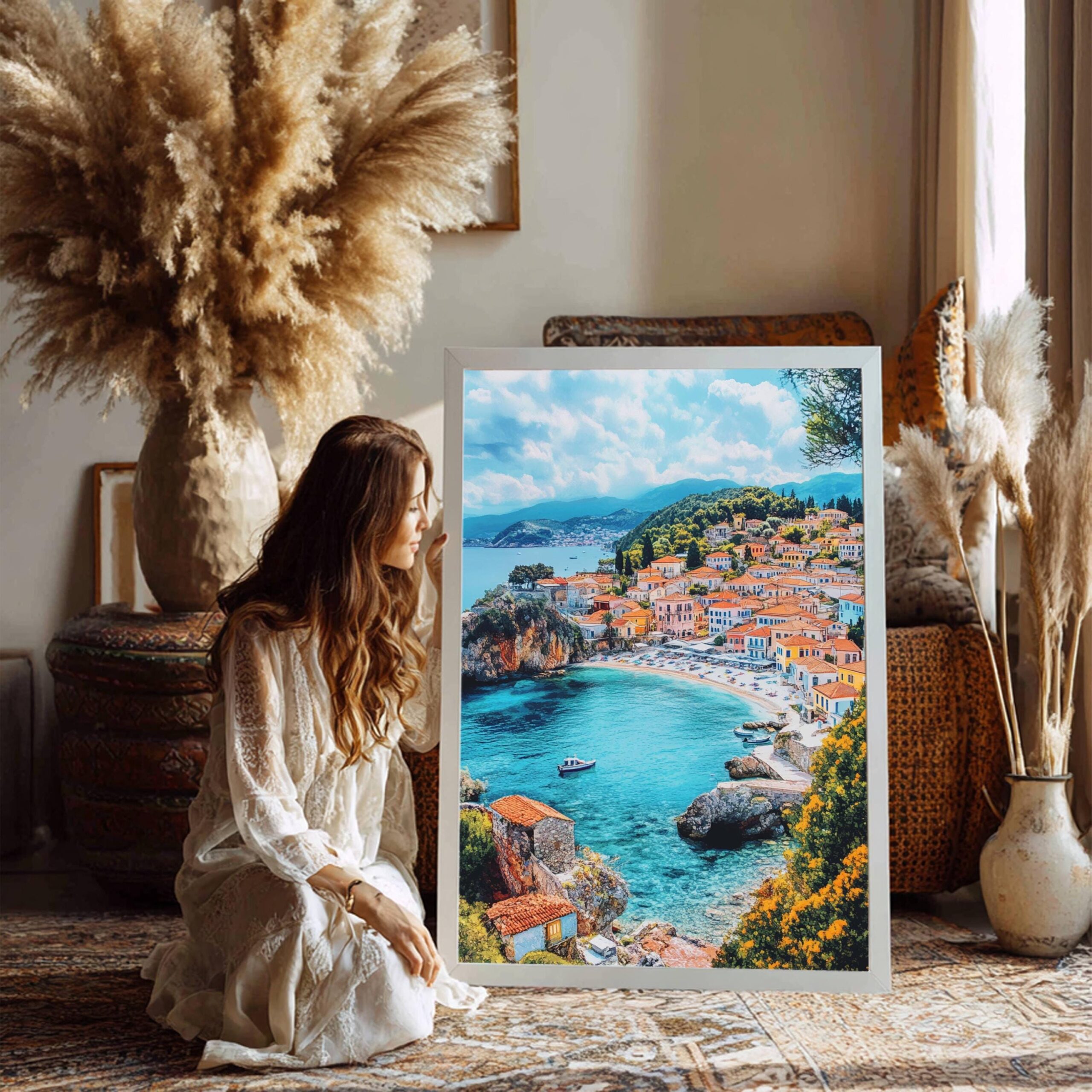 Parga Greece Watercolor: Travel Art Poster - Image 3