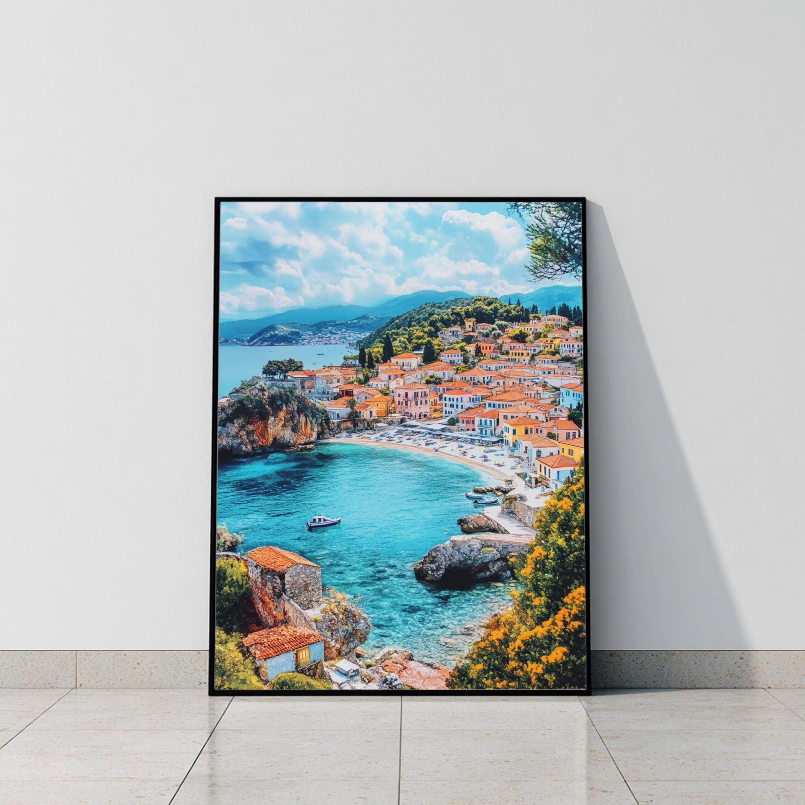 Parga Greece Watercolor: Travel Art Poster - Image 8