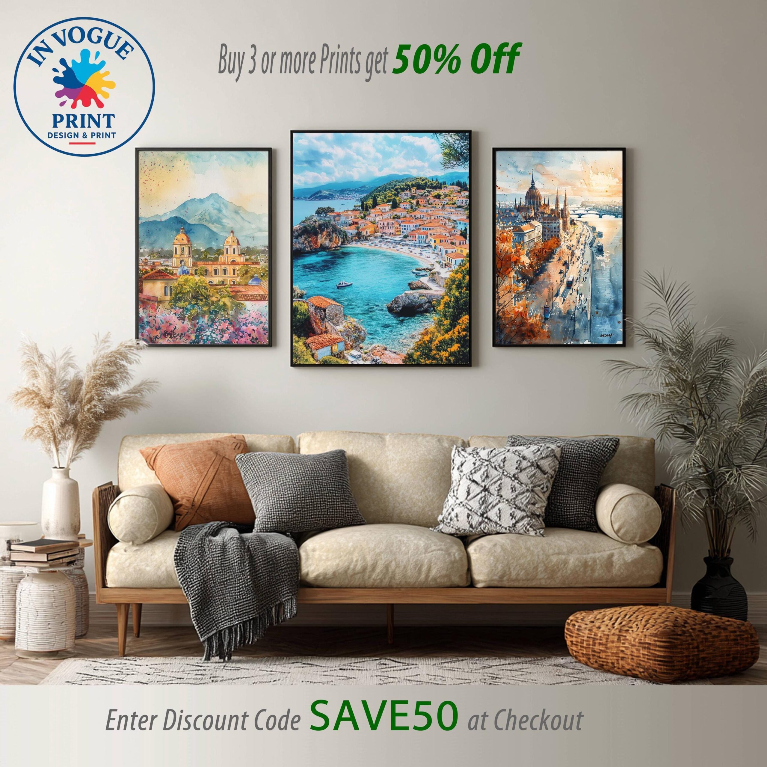 Parga Greece Watercolor: Travel Art Poster - Image 10