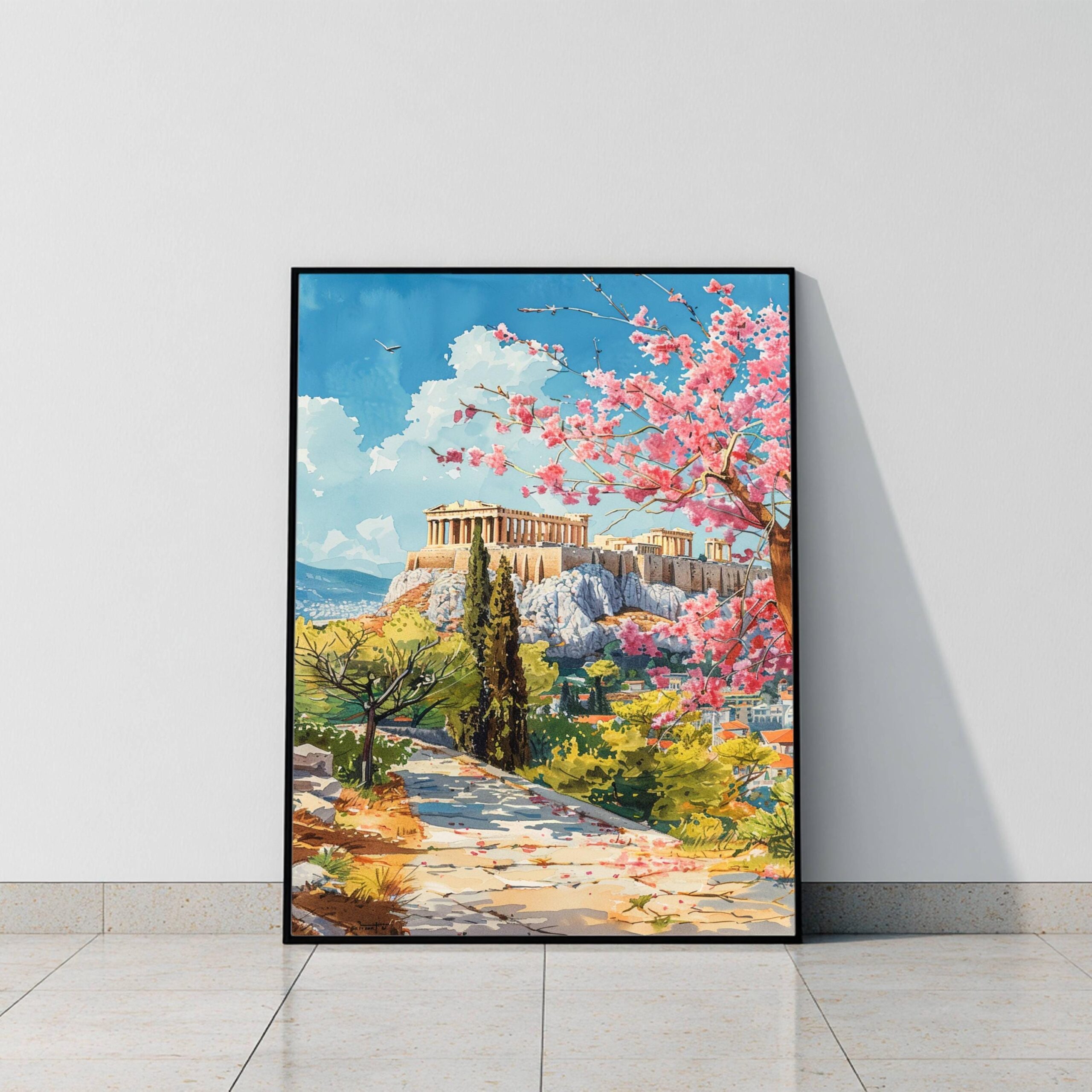 Athens Greece Europe Watercolor: Greek Travel Art Poster - Image 8