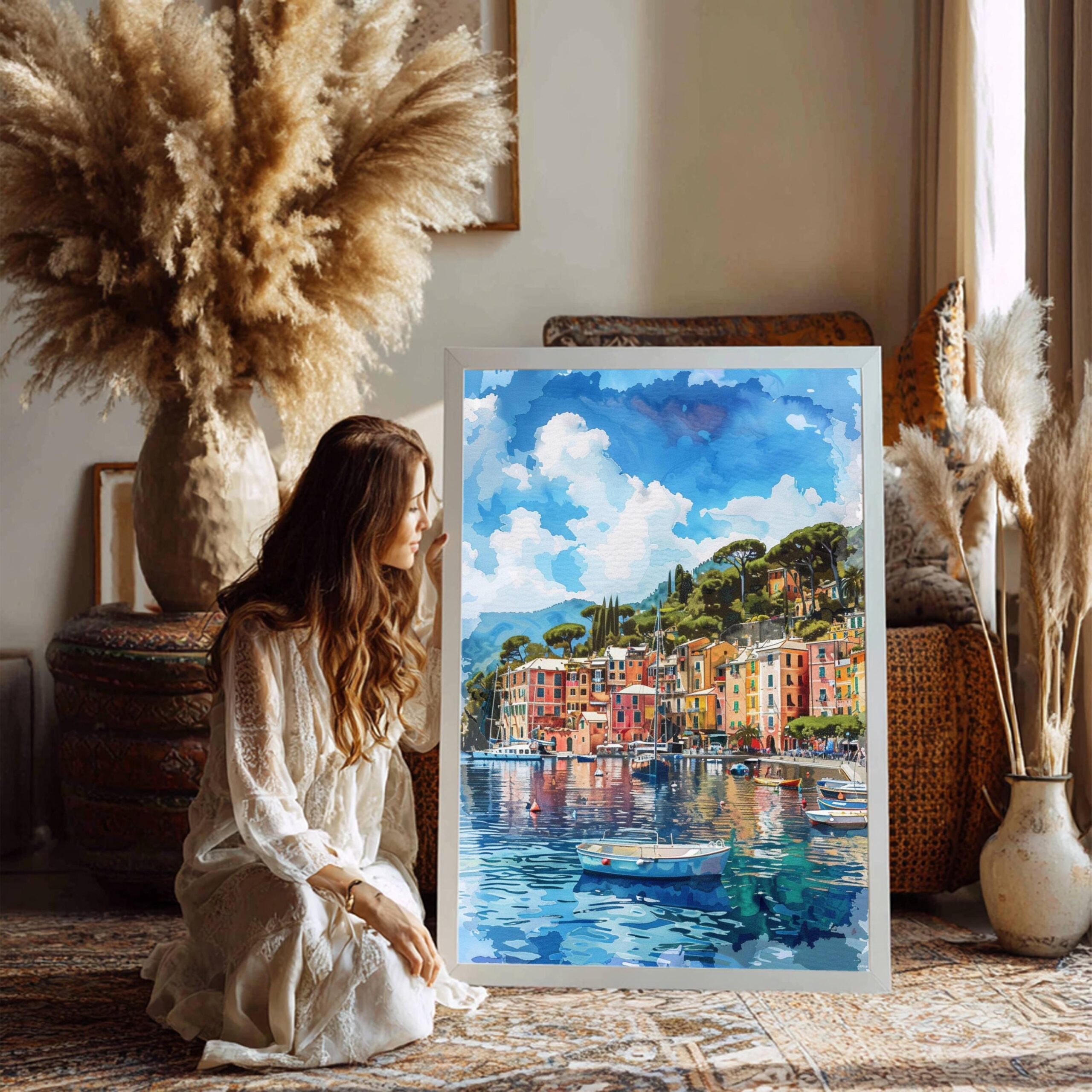 Portofino Italy Europe Watercolor: Travel Art Print - Image 3