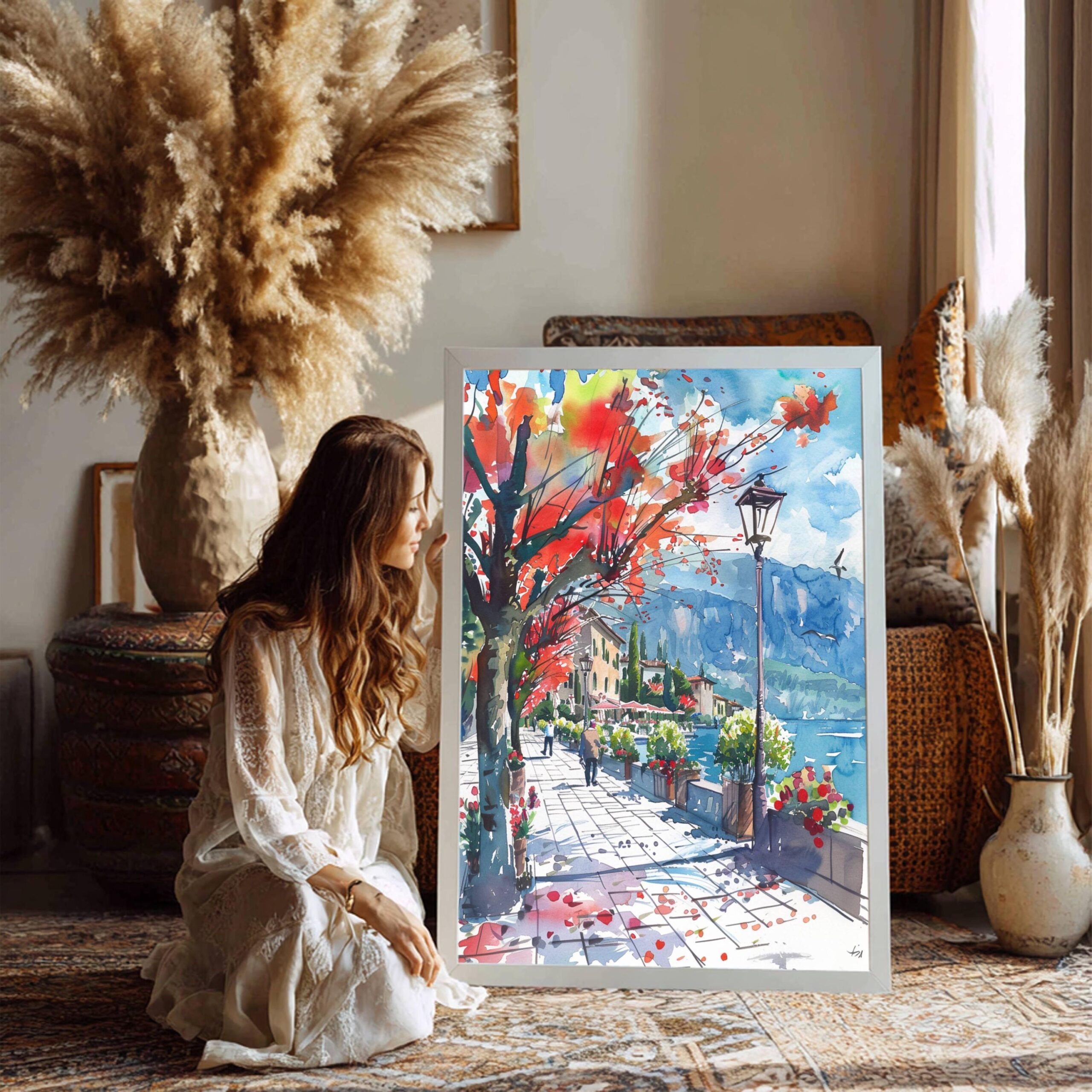 Lake Garda Italy Watercolor Print: Travel Art Poster - Image 3