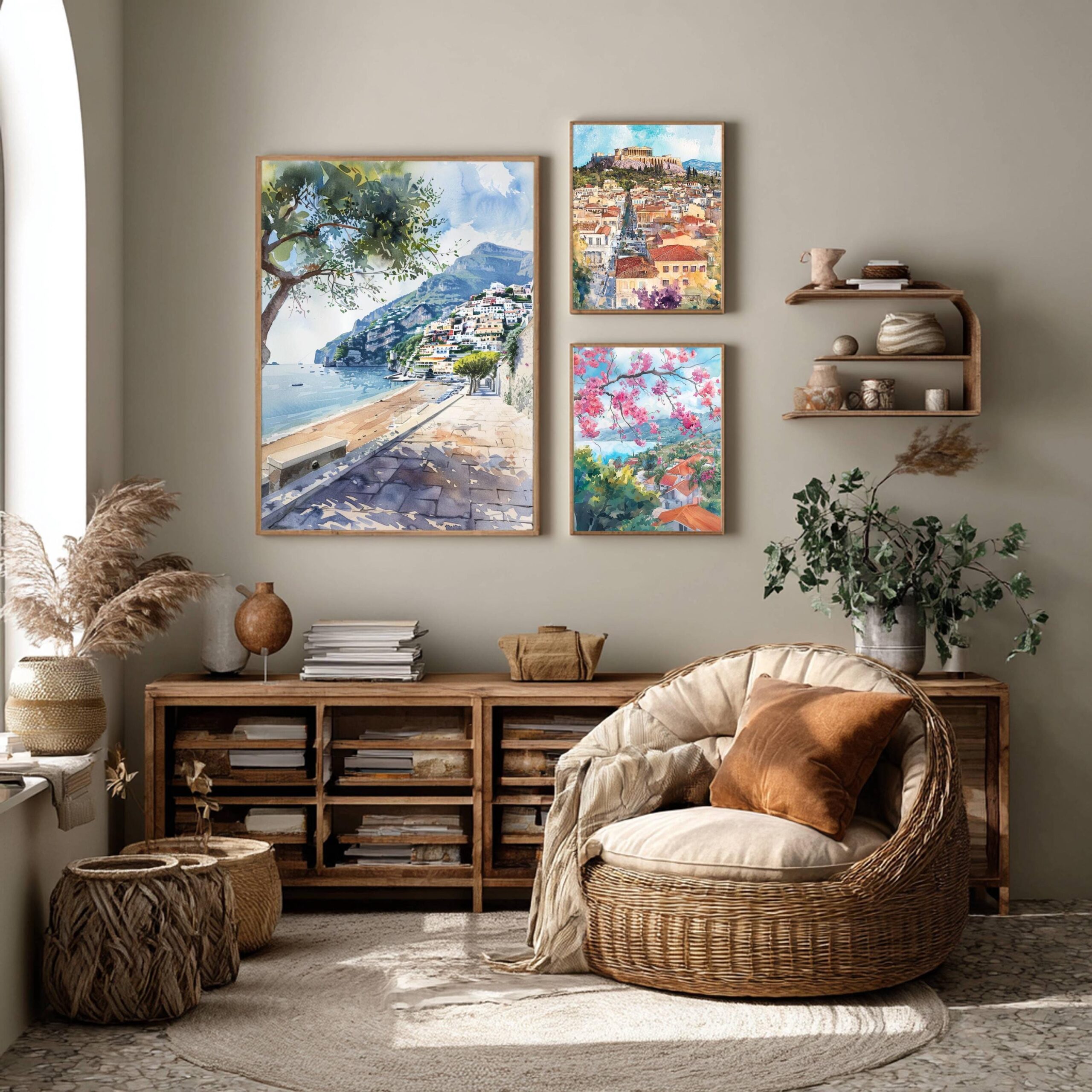 Positano Amalfi Coast Italy Watercolor: Travel Art Print - Image 2