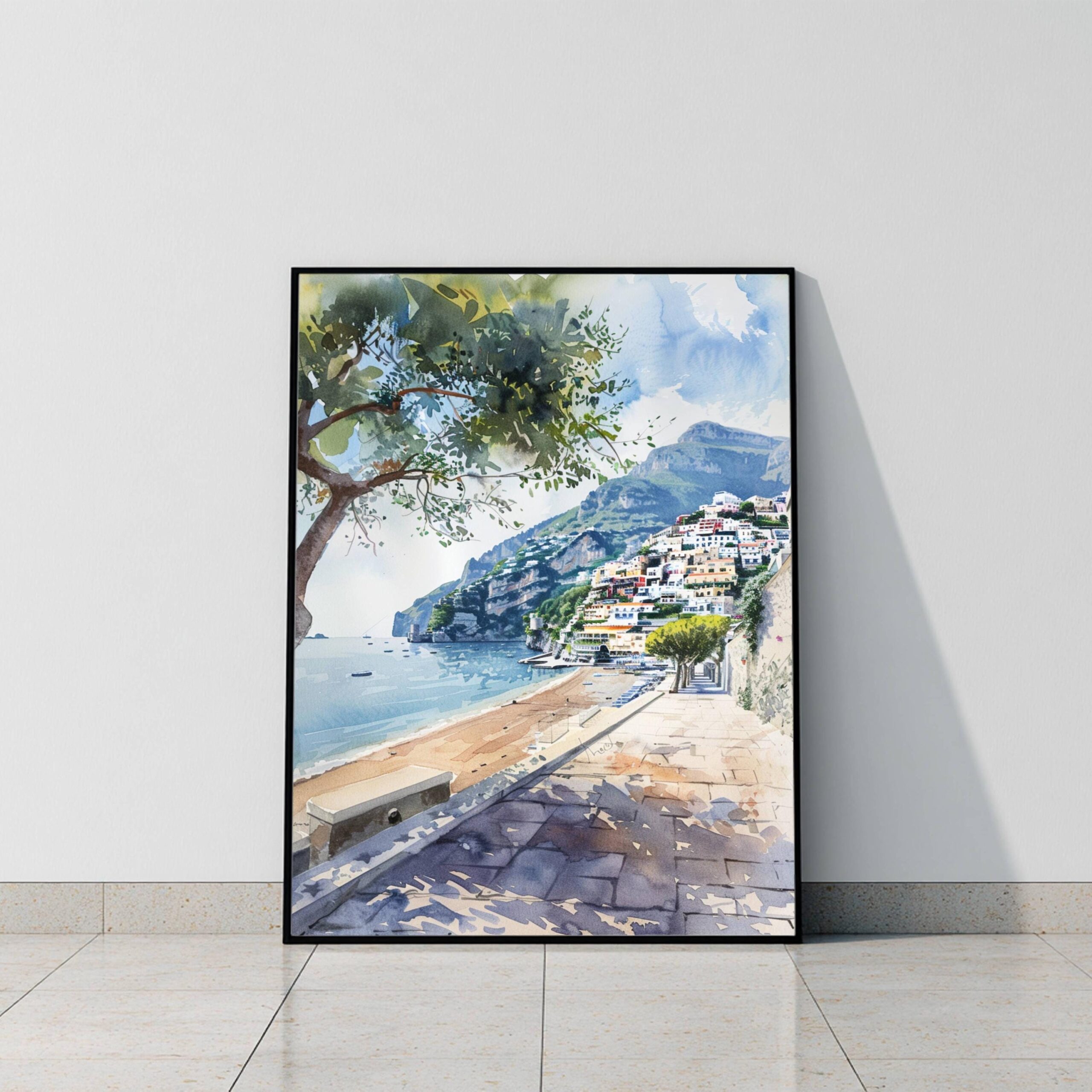 Positano Amalfi Coast Italy Watercolor: Travel Art Print - Image 8