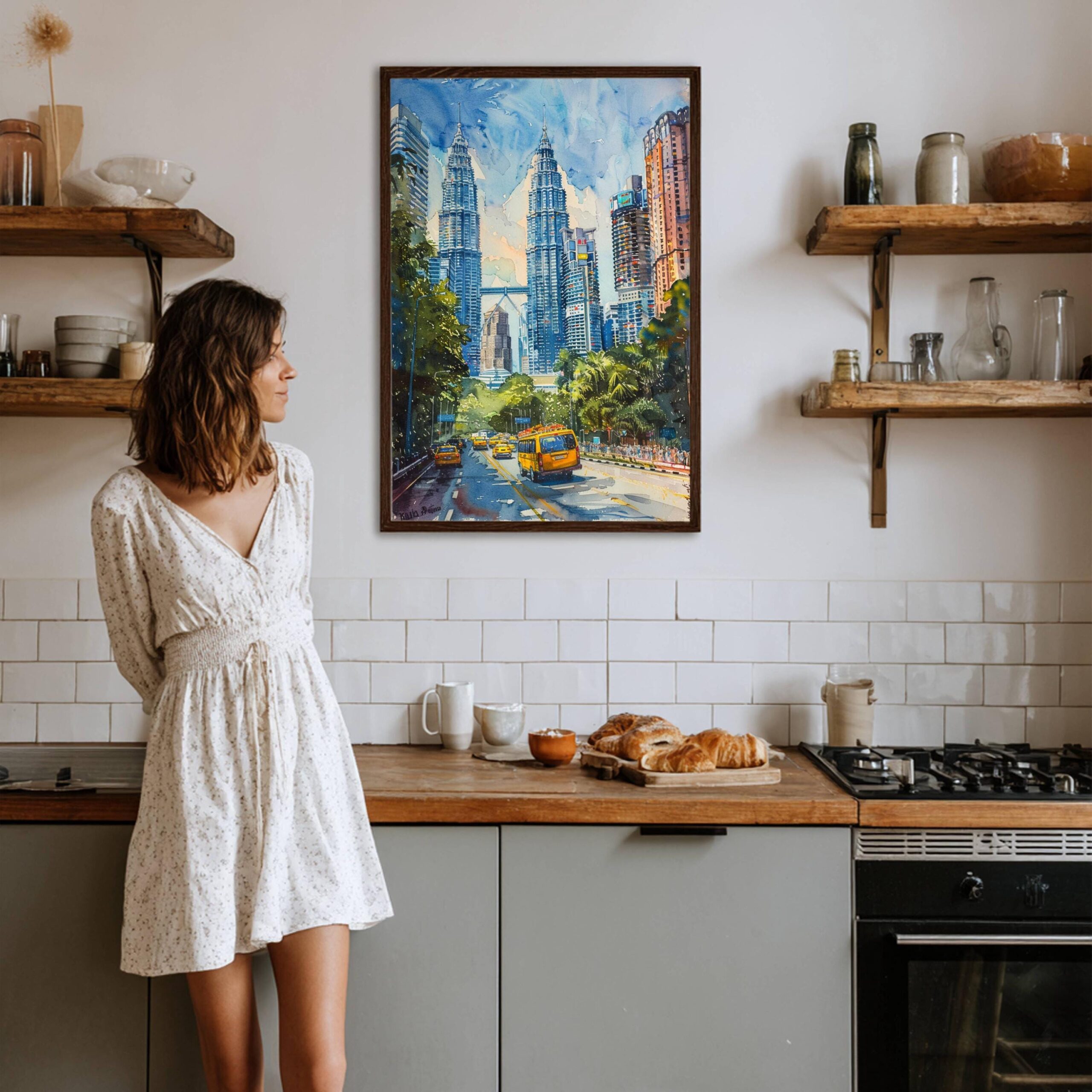 Kuala Lumpur Malaysia Asia Watercolor Print: Travel Art Poster - Image 4