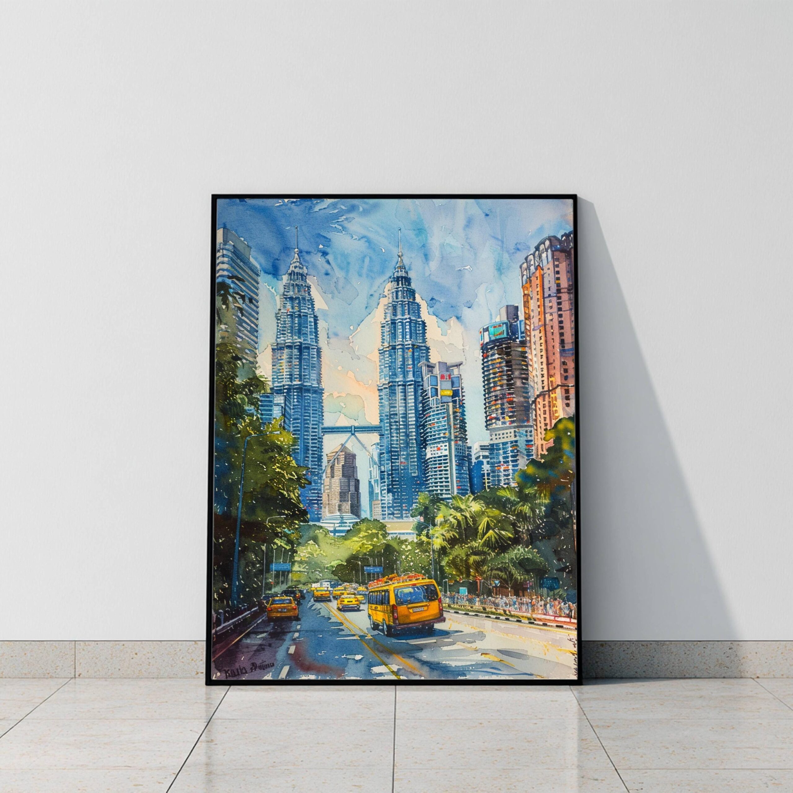 Kuala Lumpur Malaysia Asia Watercolor Print: Travel Art Poster - Image 8