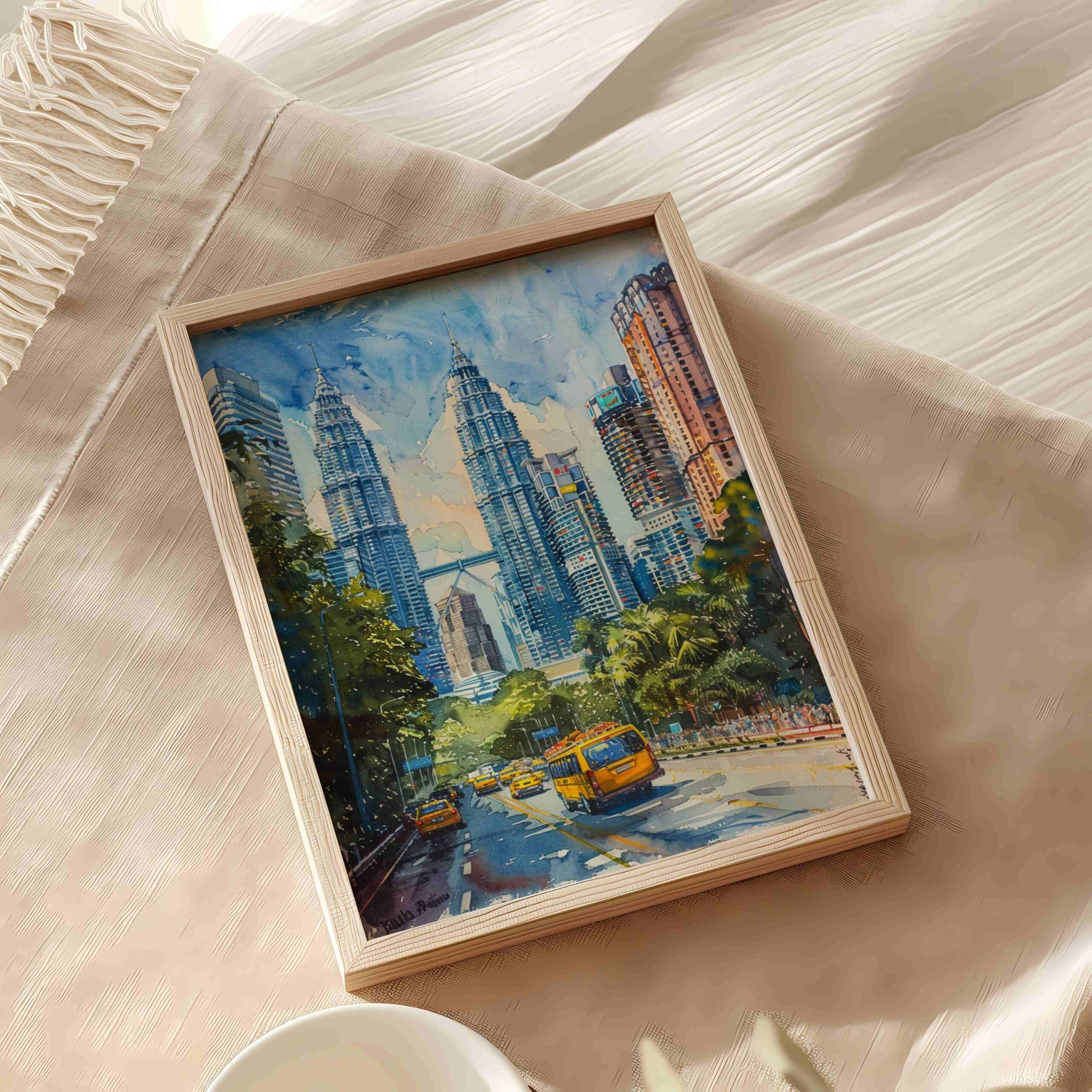 Kuala Lumpur Malaysia Asia Watercolor Print: Travel Art Poster - Image 9