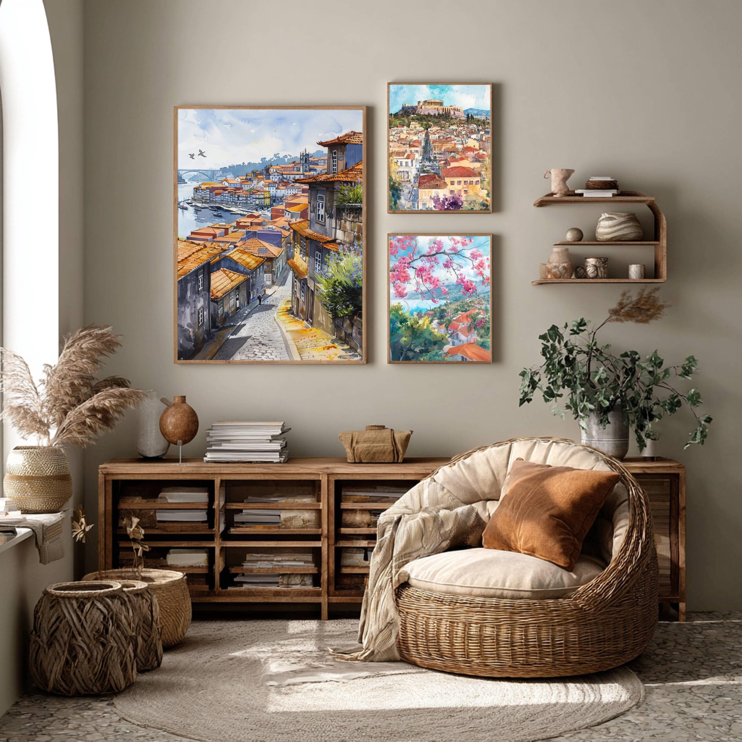 Porto Portugal Europe Watercolor: Vacation Travel Art Poster - Image 2