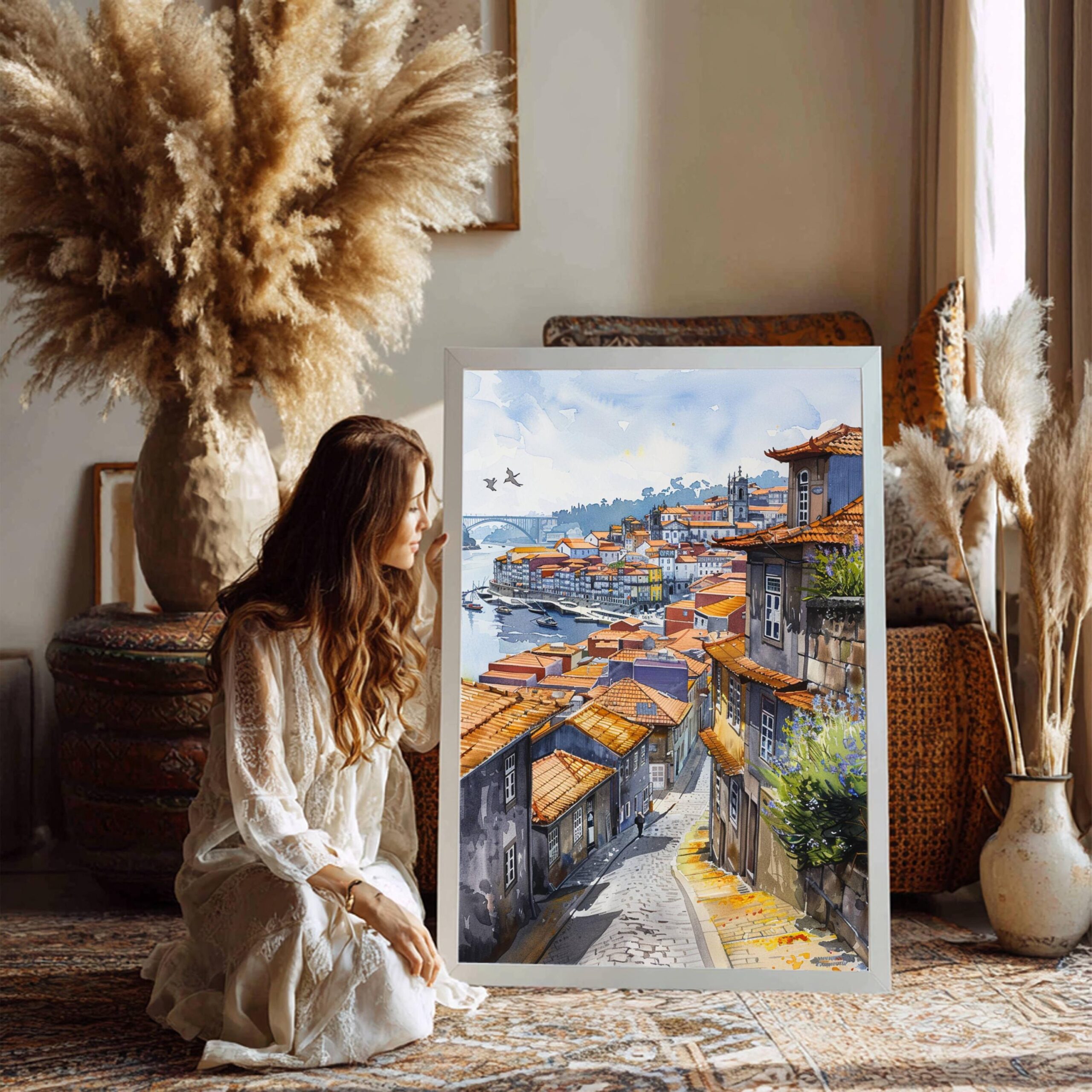 Porto Portugal Europe Watercolor: Vacation Travel Art Poster - Image 3