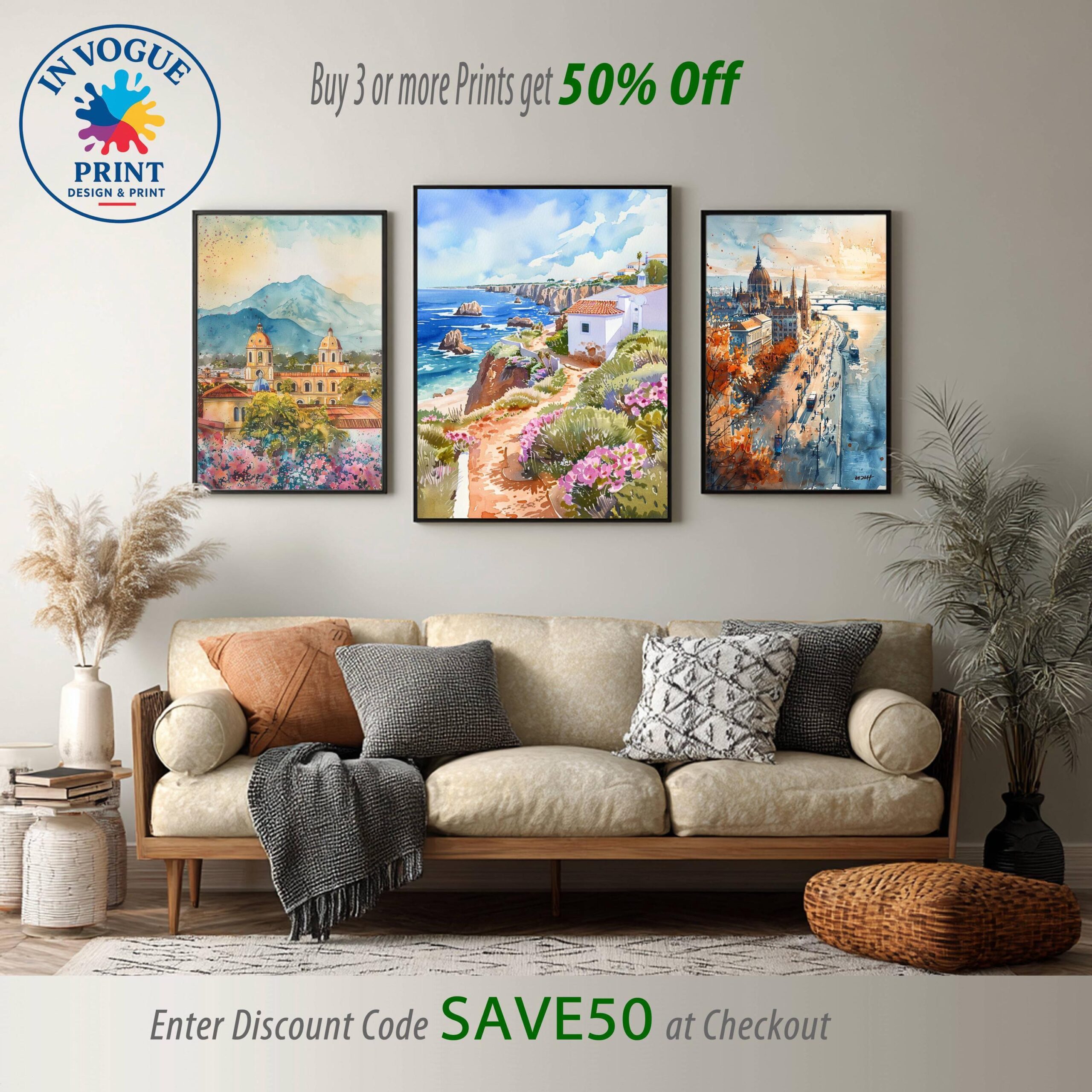 The Algarve Portugal Europe Watercolor: Vacation Travel Art Poster - Image 10