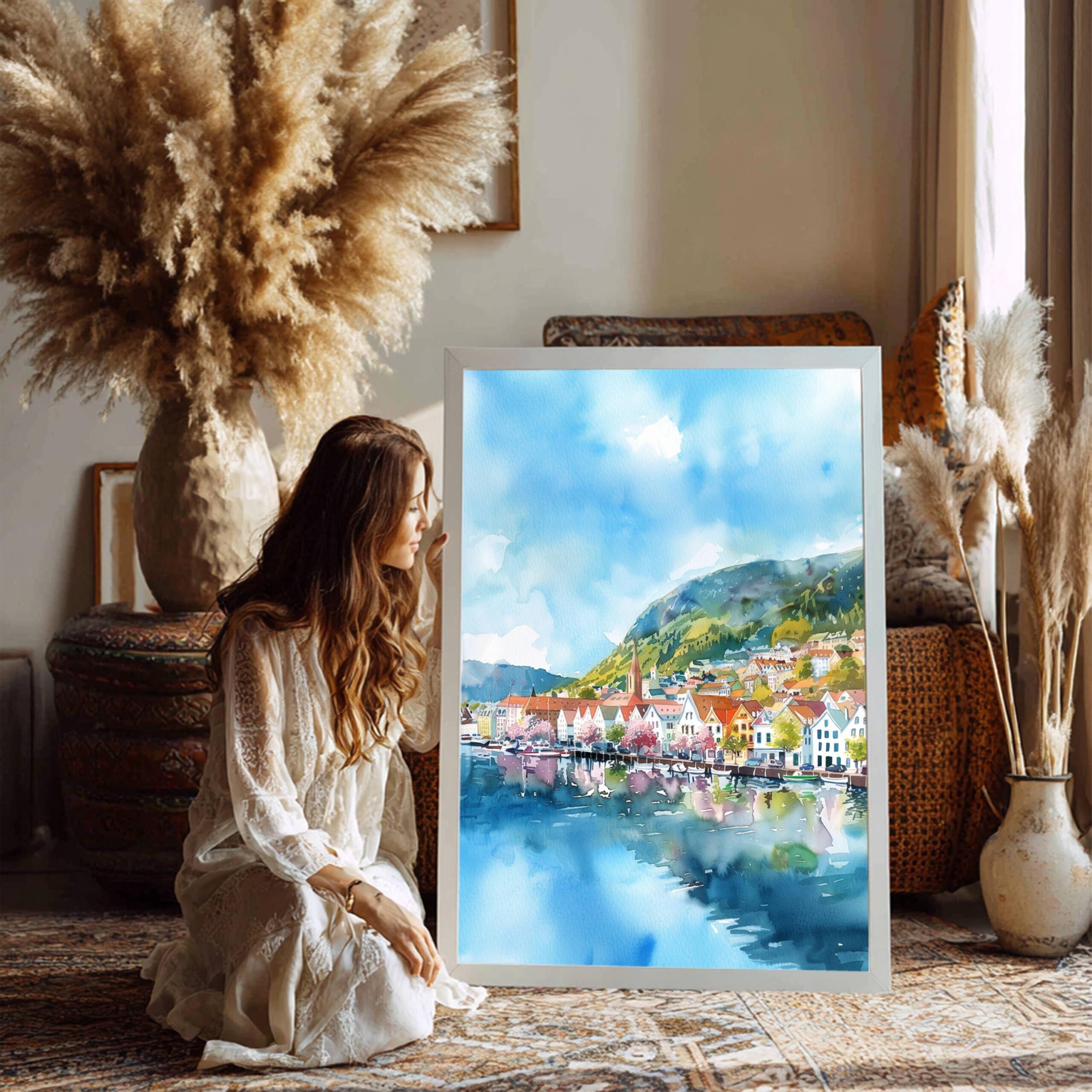 Bergen Norway Scandinavia Watercolor Print: Vacation Travel Art Poster - Image 4