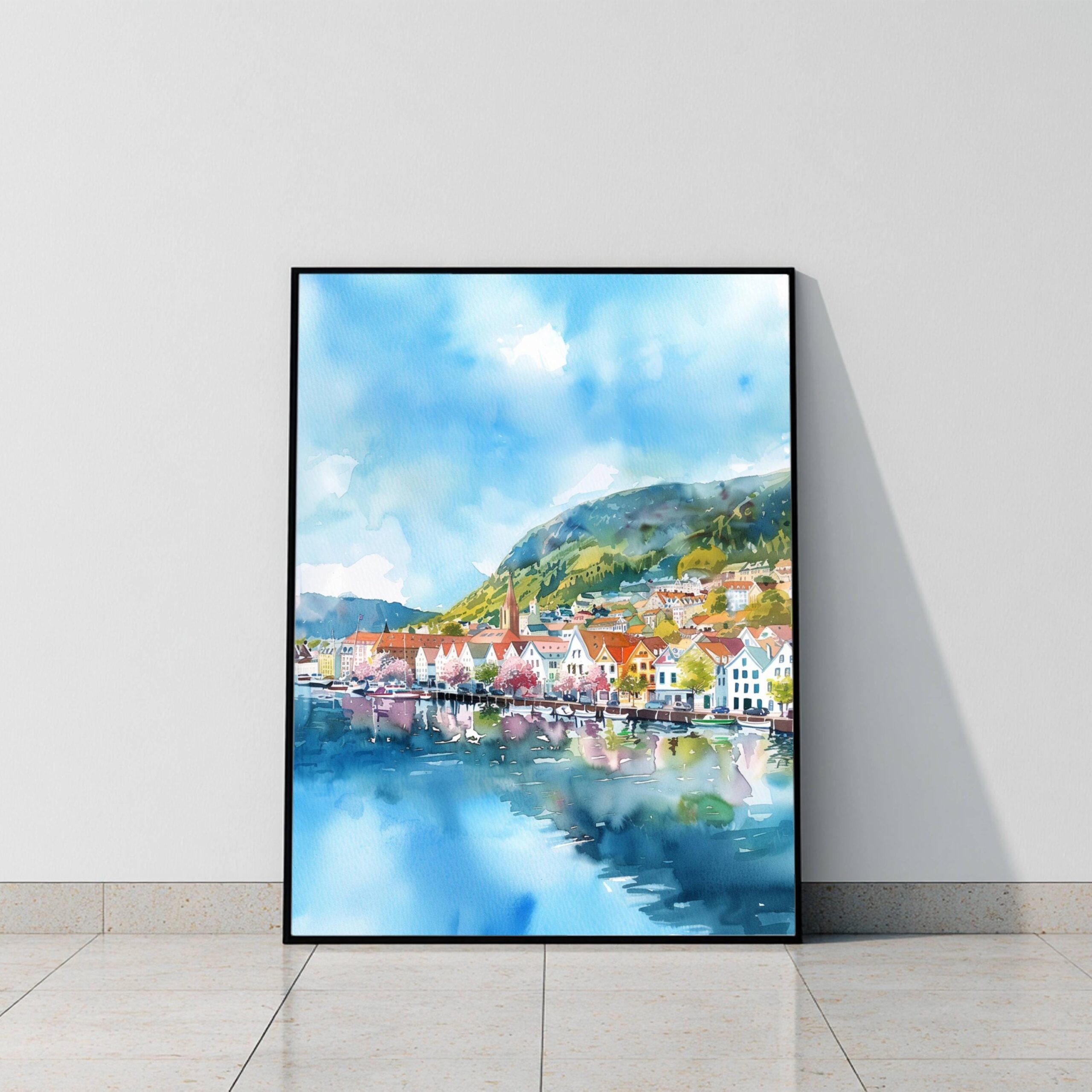 Bergen Norway Scandinavia Watercolor Print: Vacation Travel Art Poster - Image 8