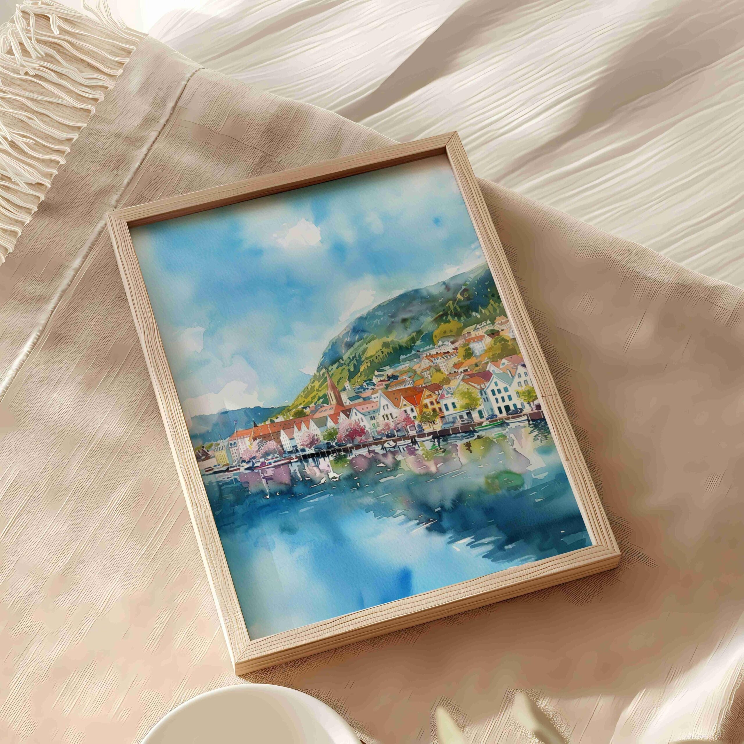 Bergen Norway Scandinavia Watercolor Print: Vacation Travel Art Poster - Image 9