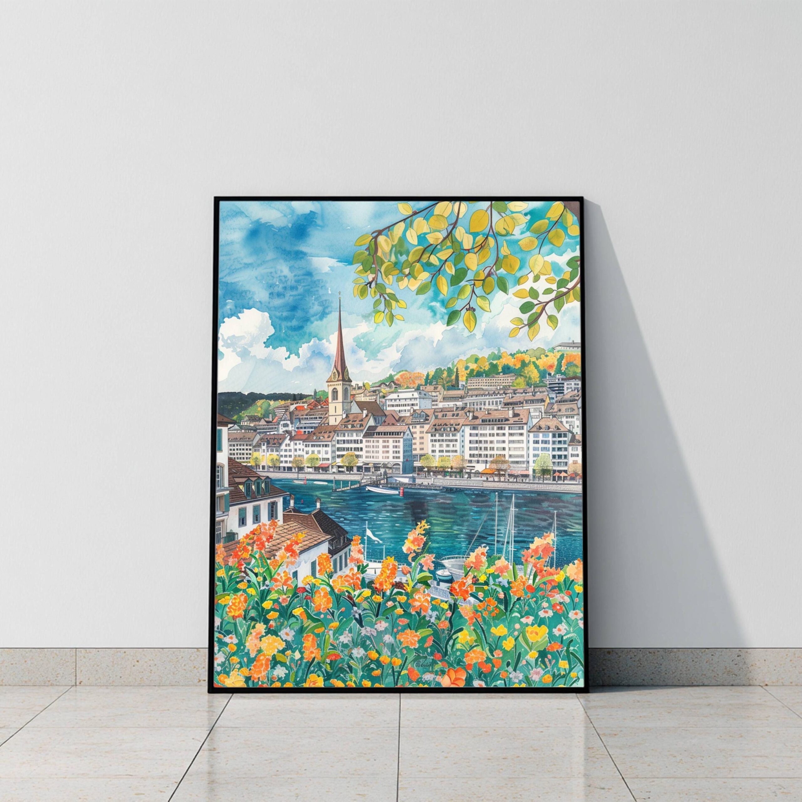Zurich Switzerland Europe Watercolor Print: Vacation Travel Art Poster - Image 8