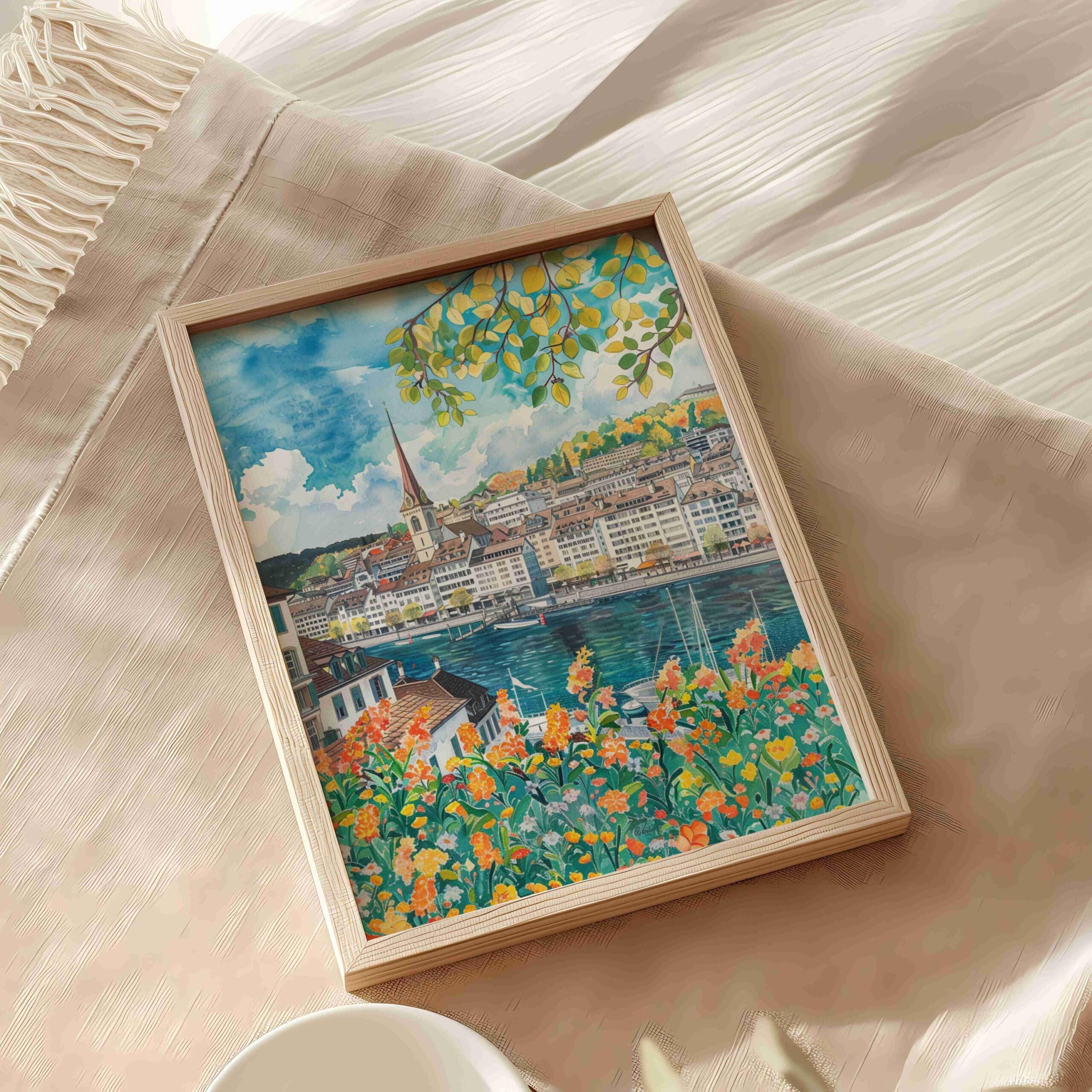 Zurich Switzerland Europe Watercolor Print: Vacation Travel Art Poster - Image 9