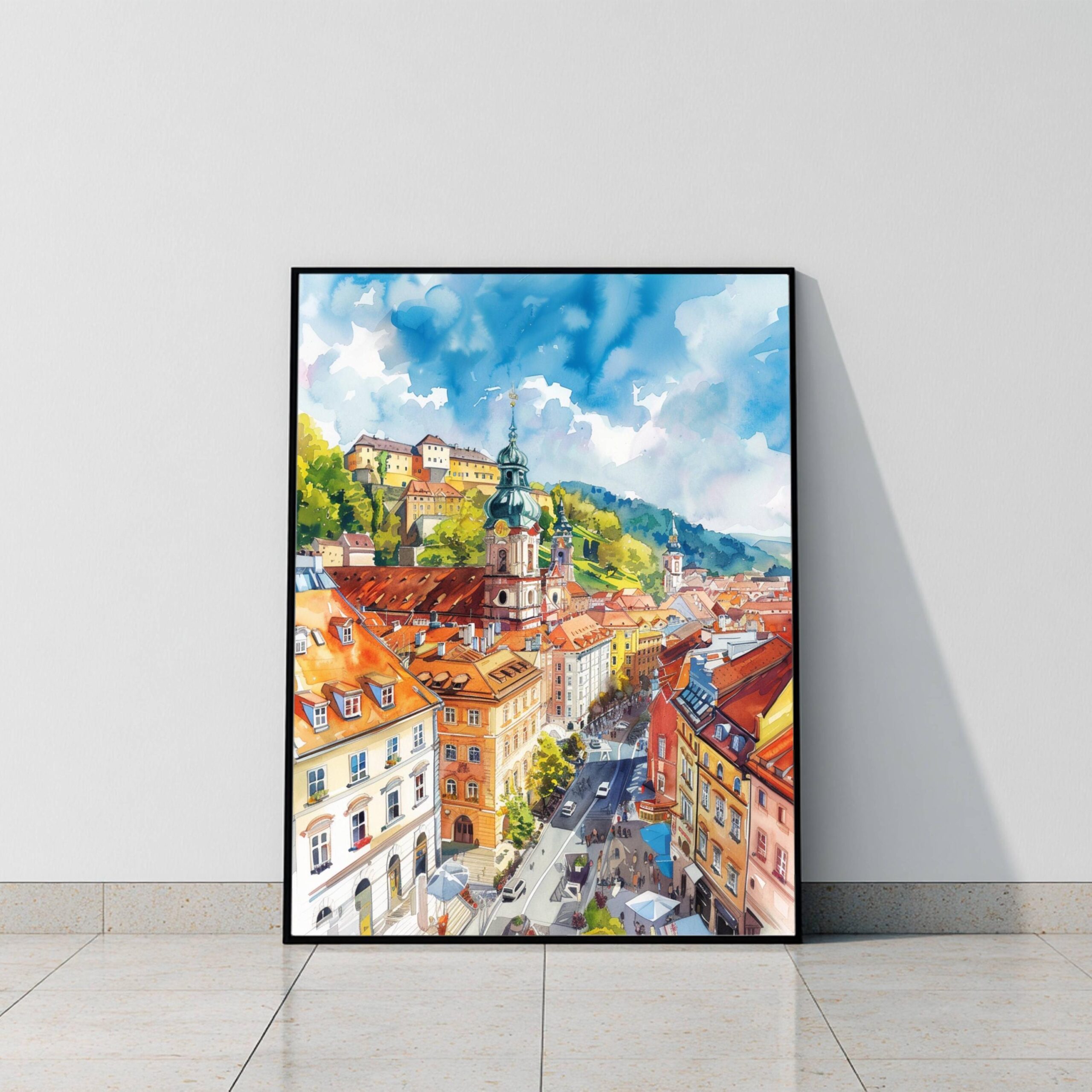 Graz Austria Europe Watercolor Print: Vacation Travel Art Poster - Image 8