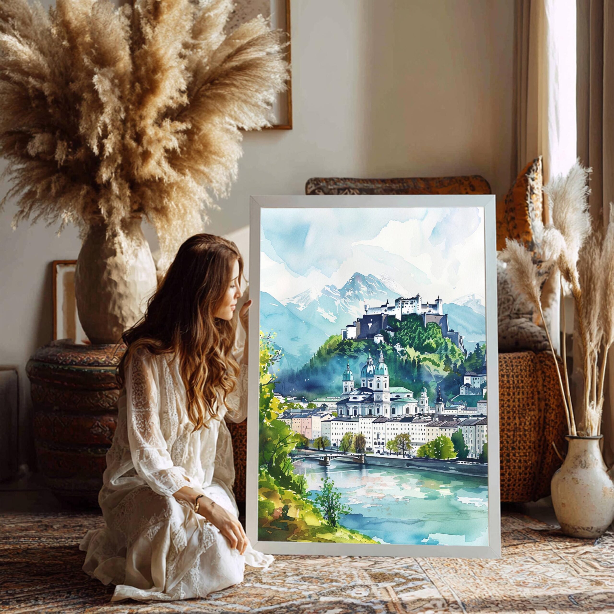 Salzburg Austria Europe Watercolor: Vacation Travel Poster Print - Image 3