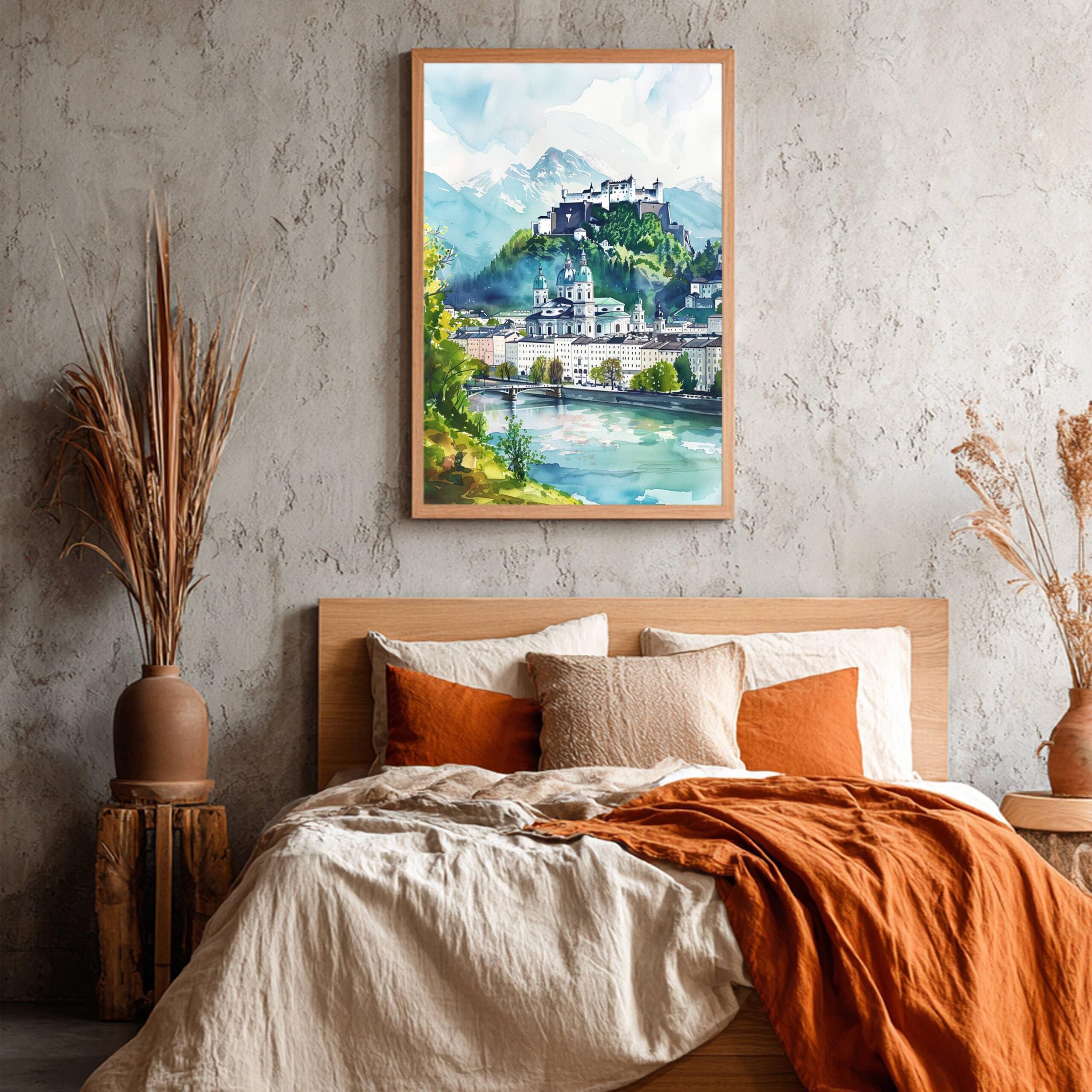 Salzburg Austria Europe Watercolor: Vacation Travel Poster Print - Image 6