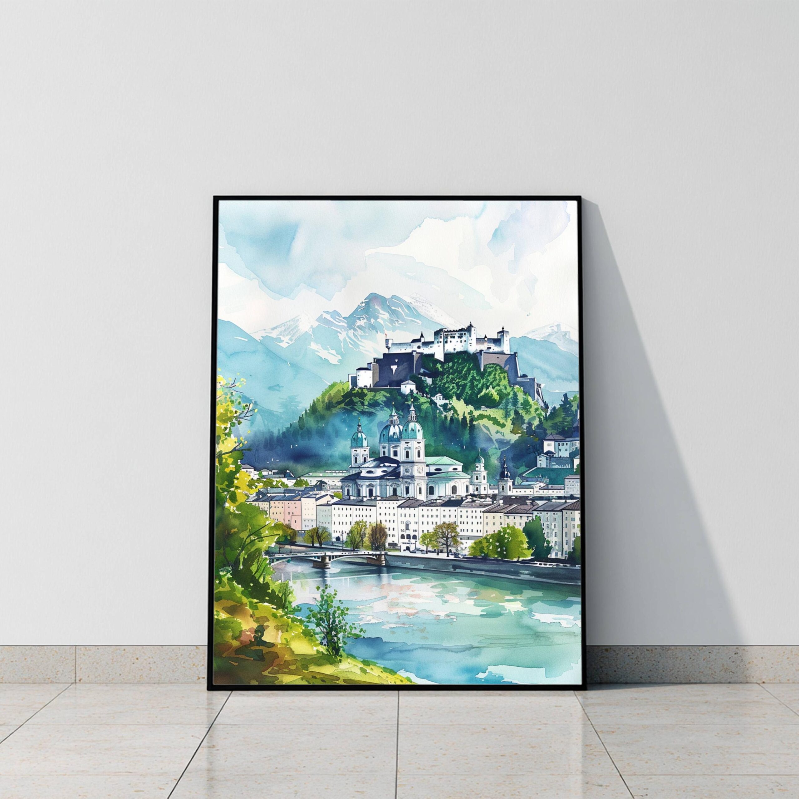 Salzburg Austria Europe Watercolor: Vacation Travel Poster Print - Image 8