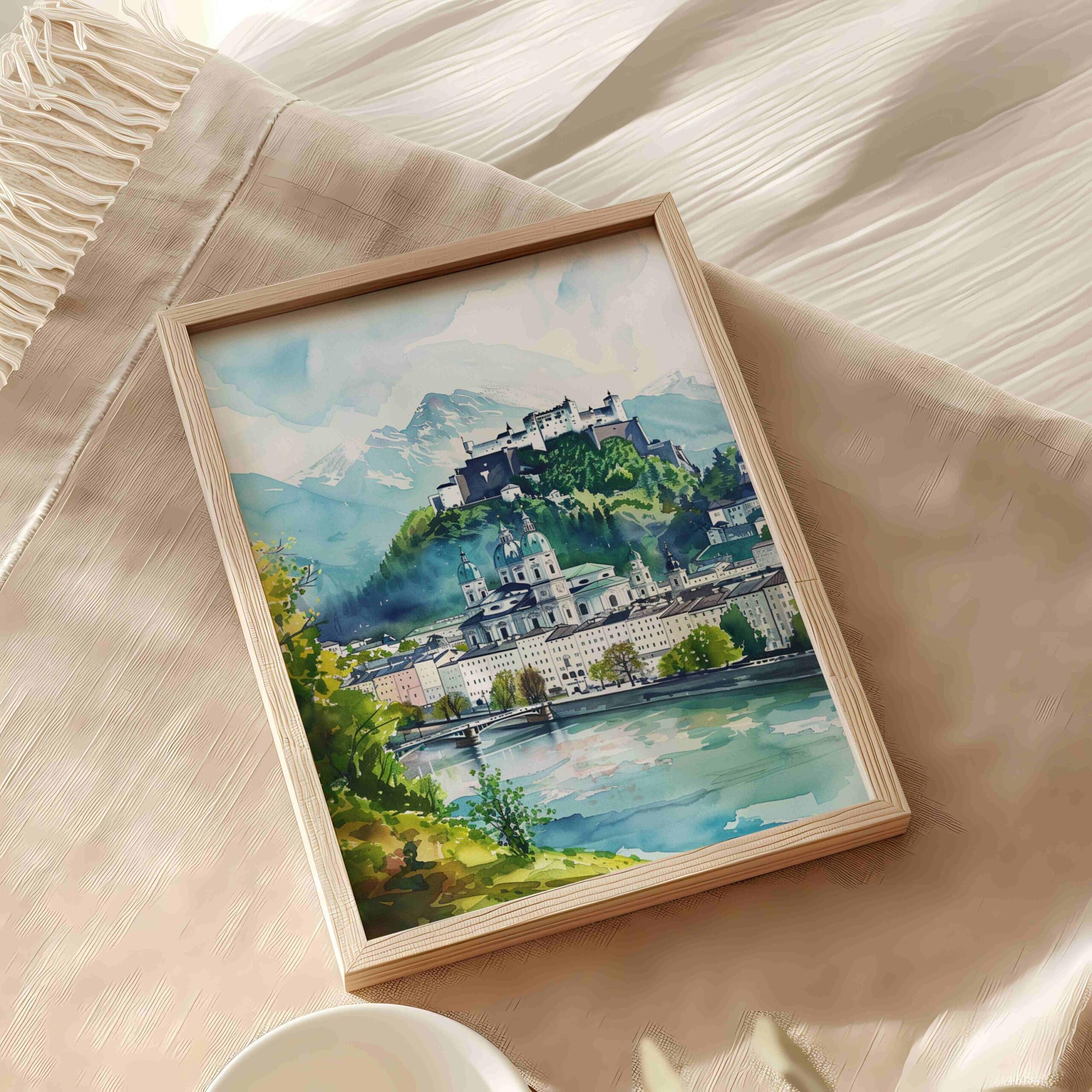 Salzburg Austria Europe Watercolor: Vacation Travel Poster Print - Image 9
