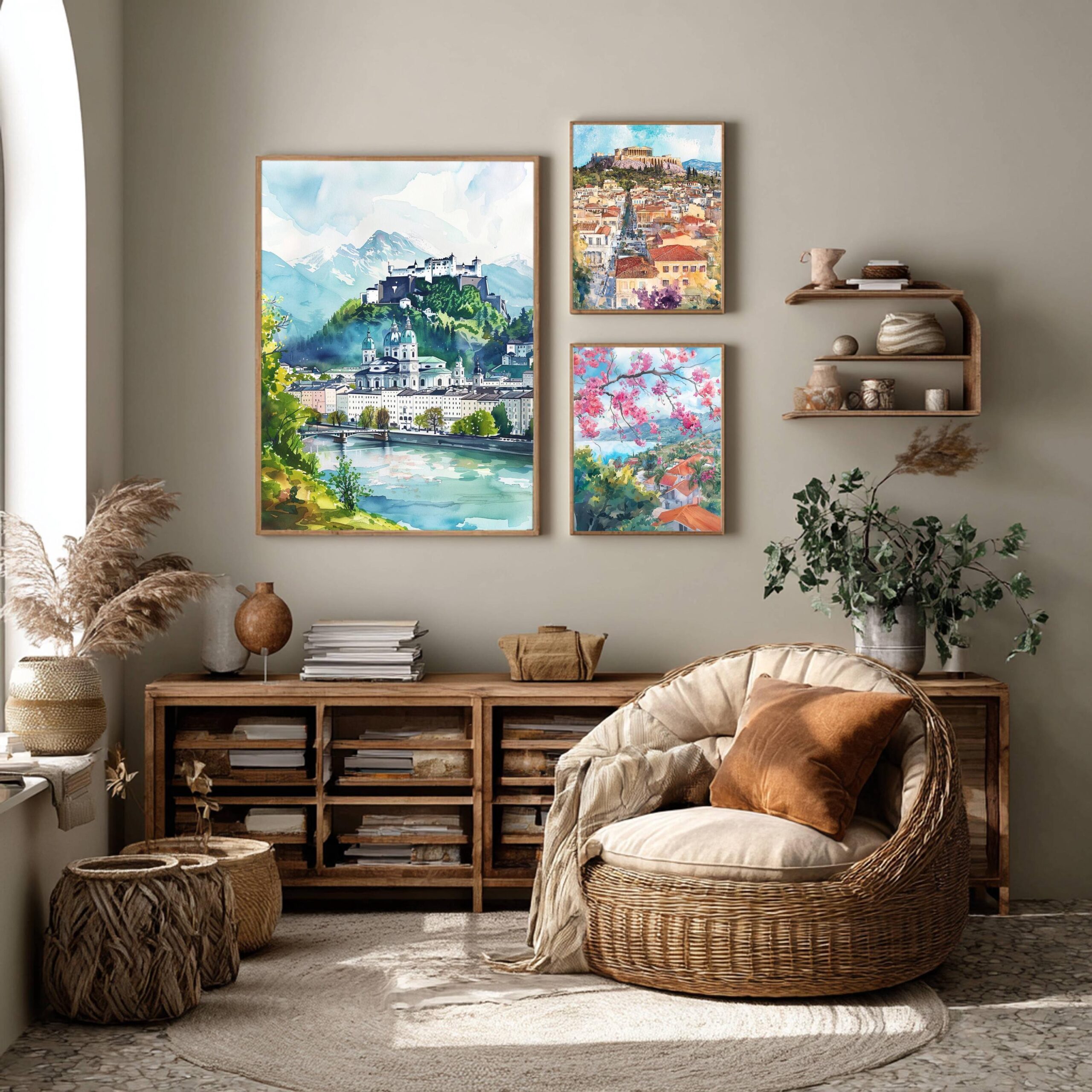 Salzburg Austria Europe Watercolor: Vacation Travel Poster Print - Image 2