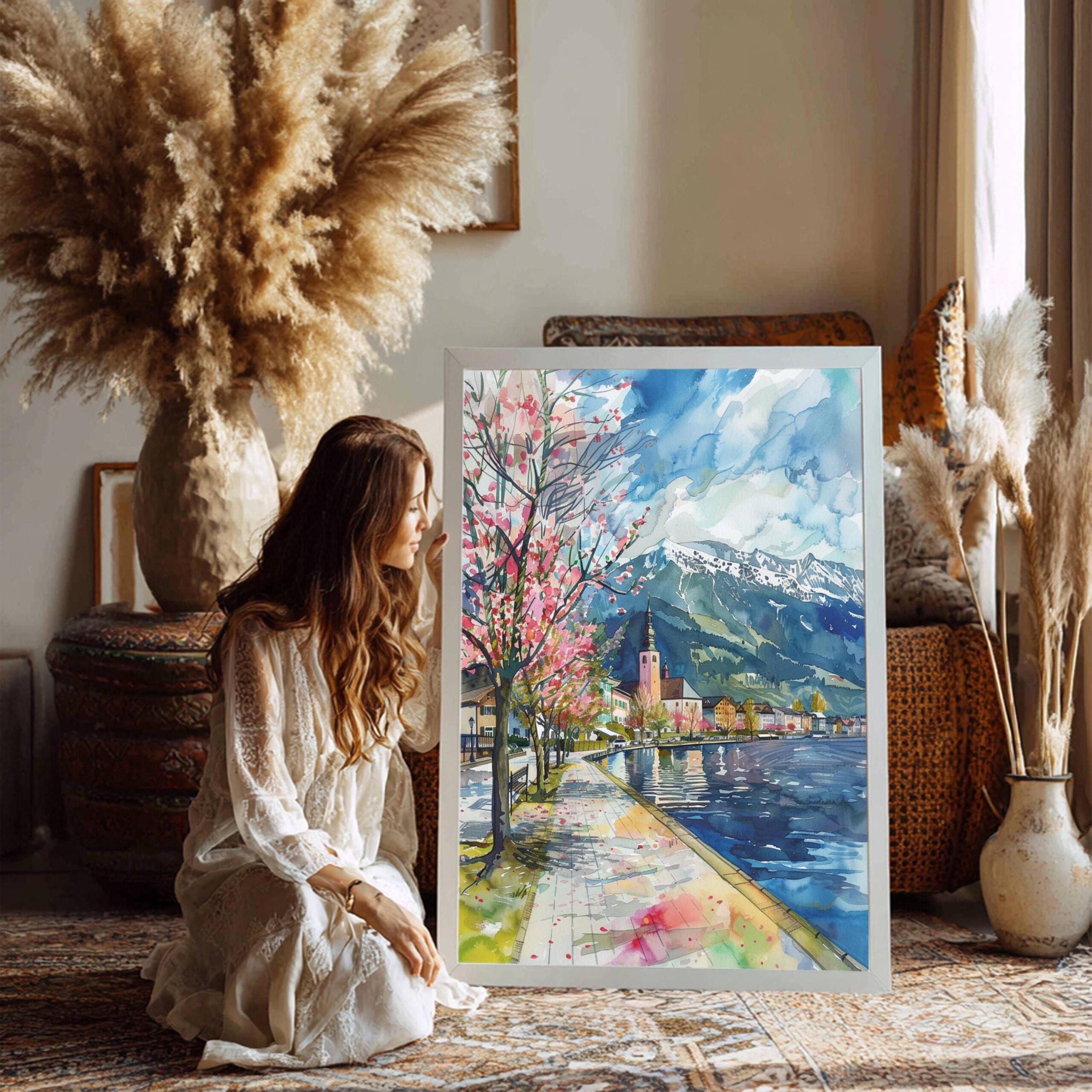 Zell am See Austria Europe Watercolor: Vacation Travel Poster Print - Image 3