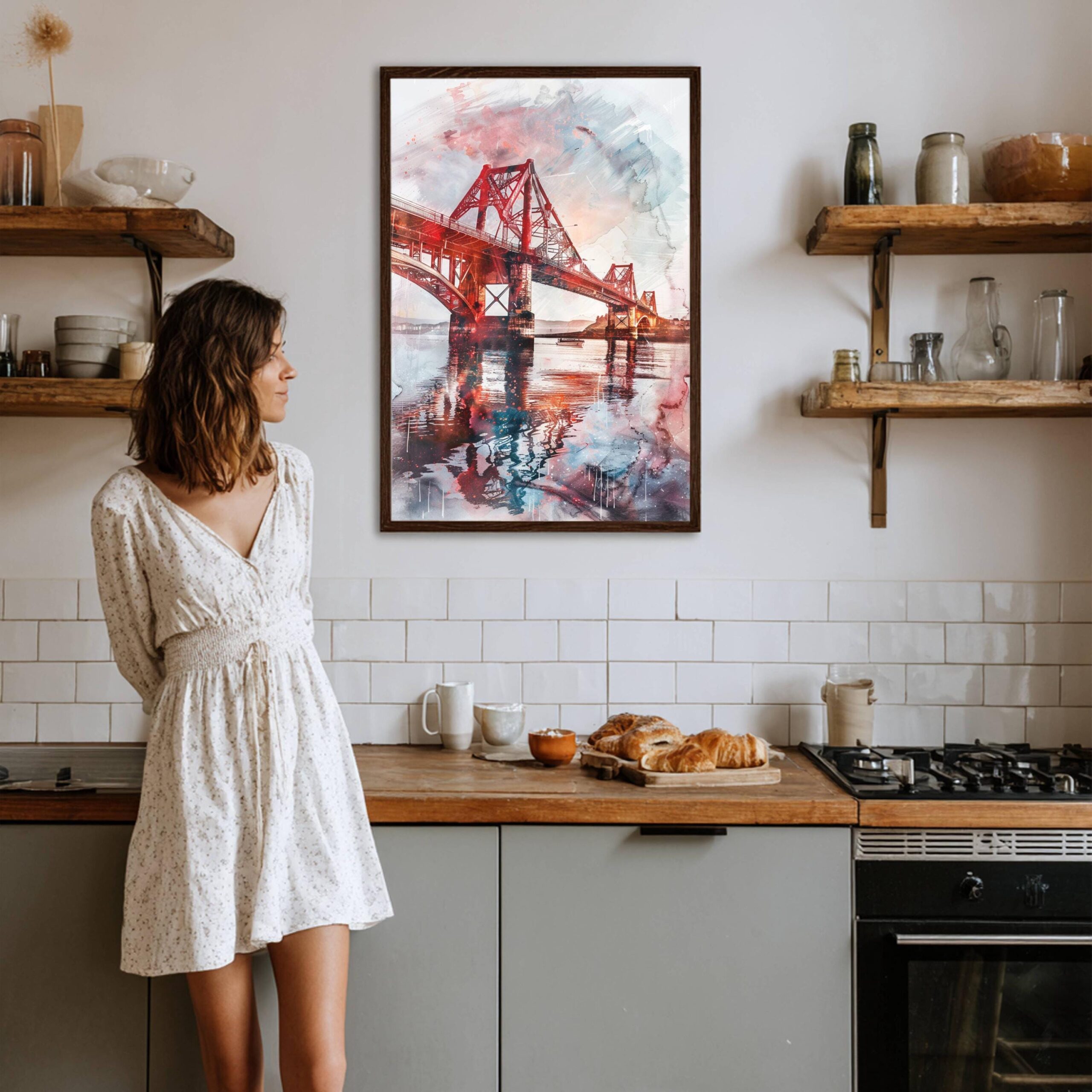 The Forth Bridge Scotland Watercolor Print: Europe Travel Art Poster - Image 4