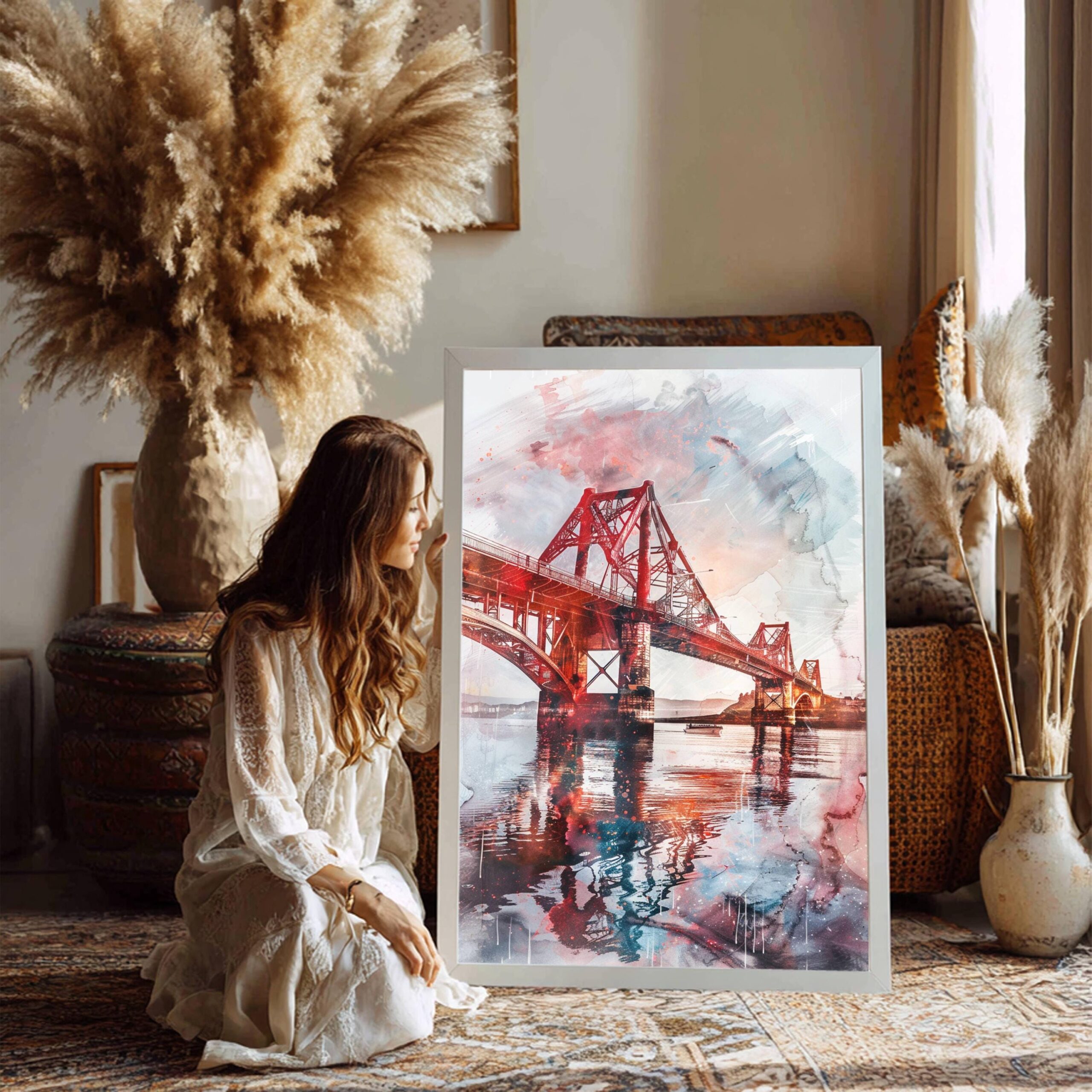 The Forth Bridge Scotland Watercolor Print: Europe Travel Art Poster - Image 3