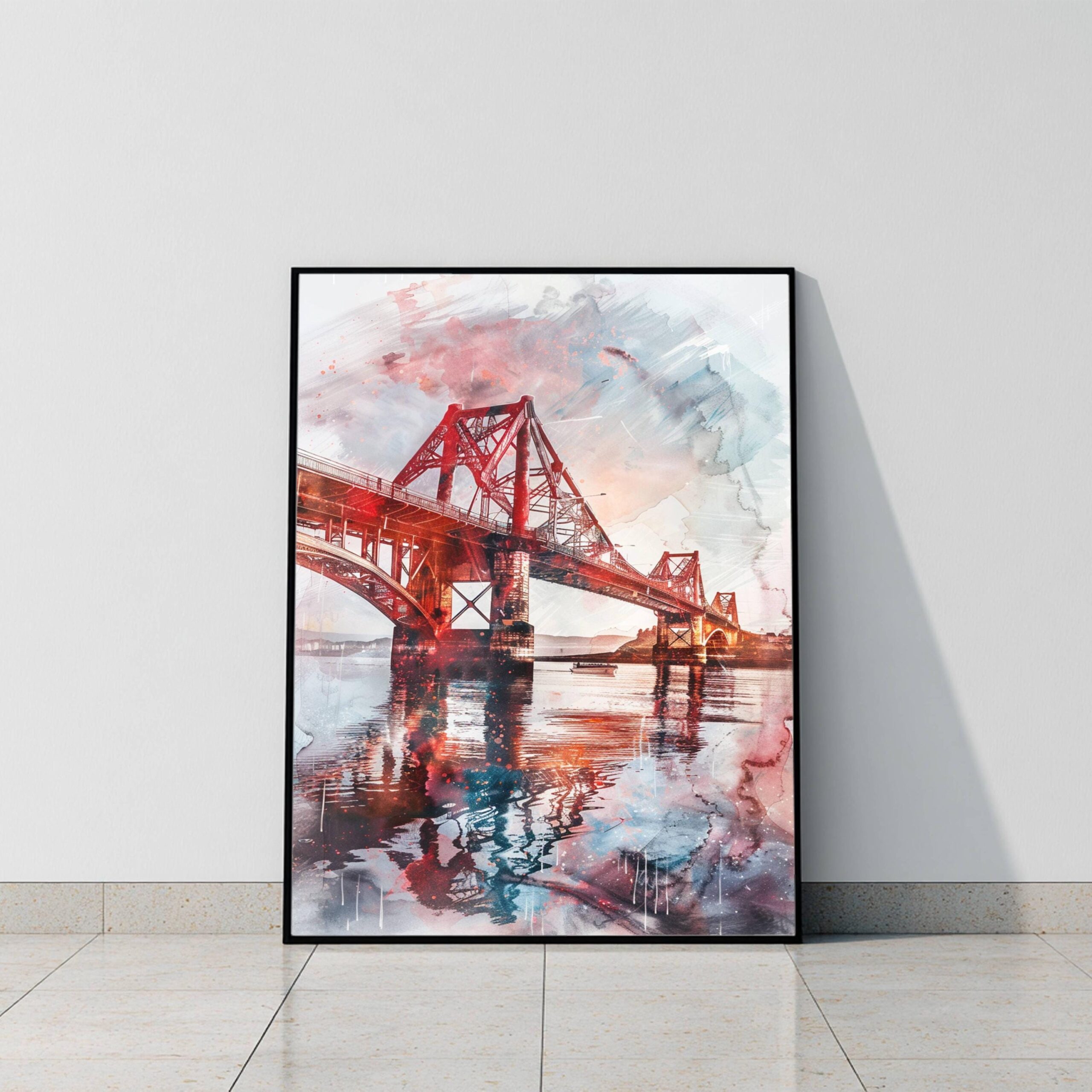 The Forth Bridge Scotland Watercolor Print: Europe Travel Art Poster - Image 7