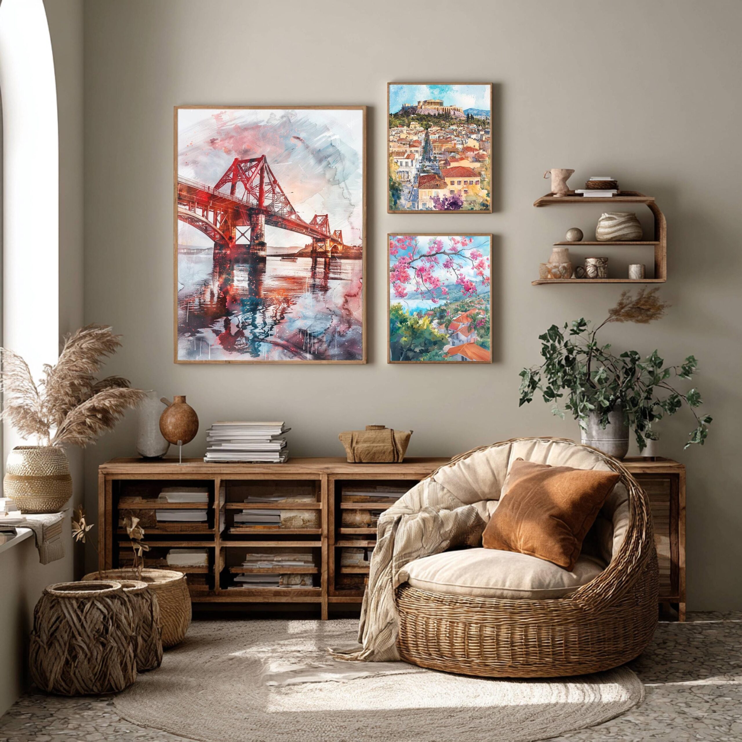 The Forth Bridge Scotland Watercolor Print: Europe Travel Art Poster - Image 2