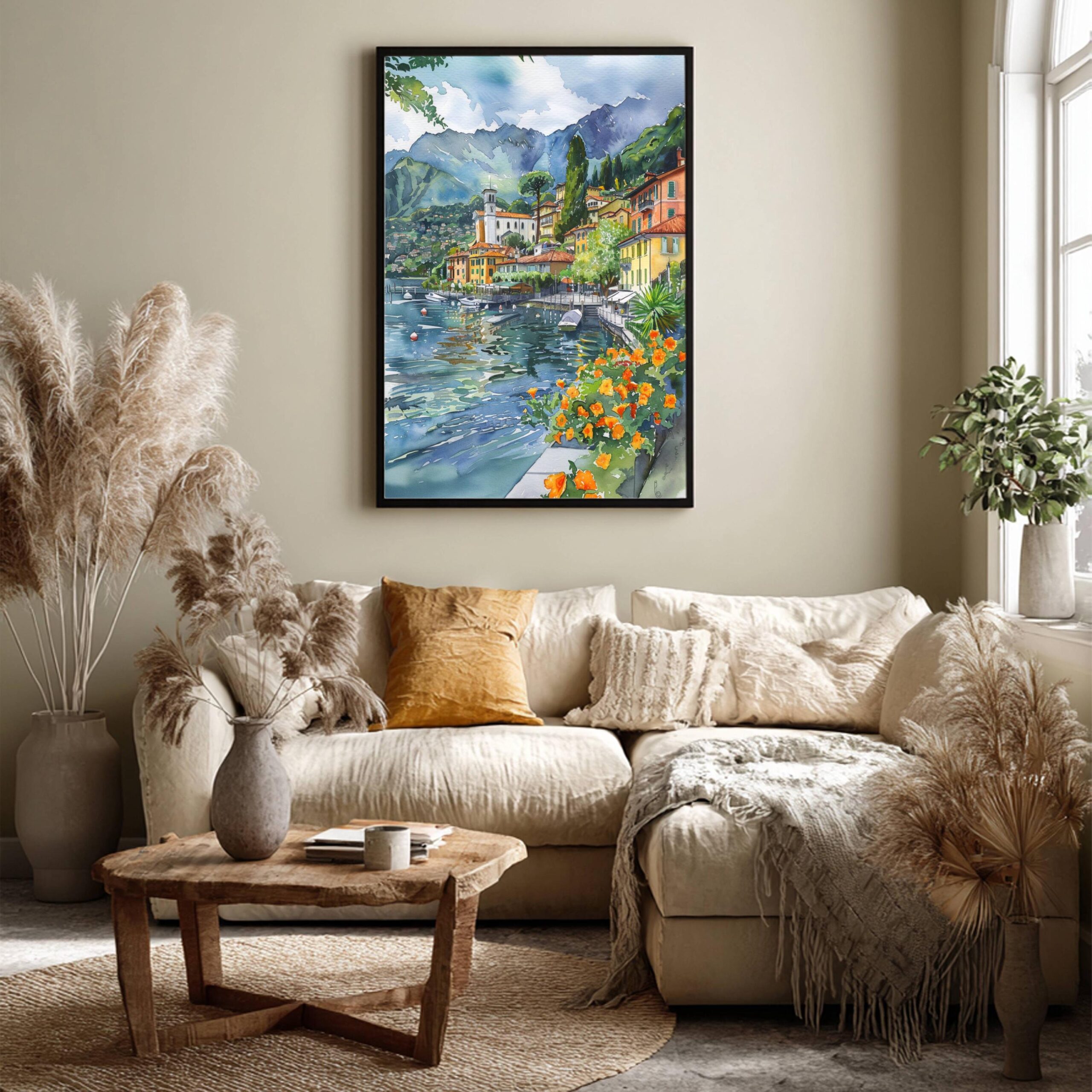 Lenno Lake Como Italy Europe Watercolor: Travel Art Poster - Image 7