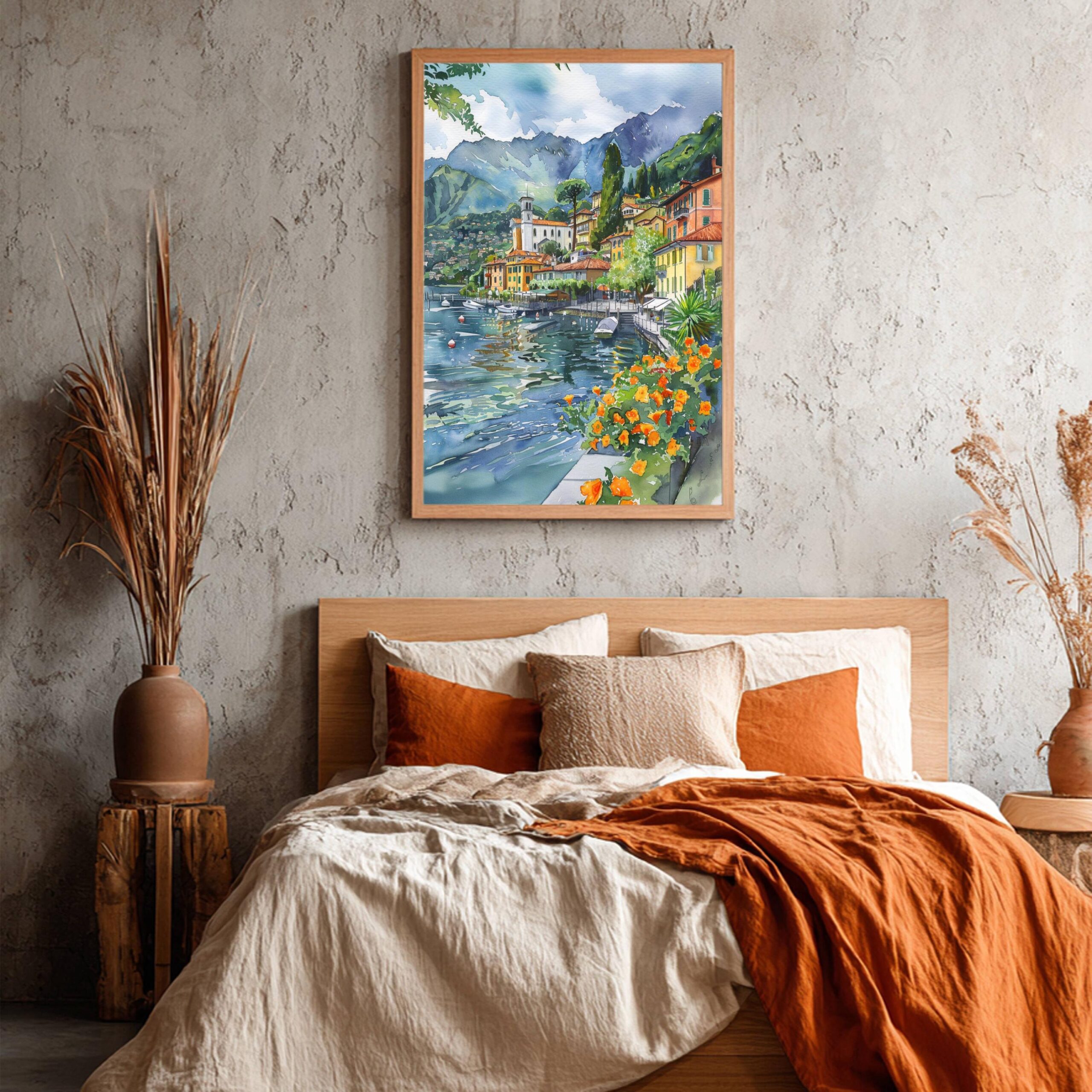 Lenno Lake Como Italy Europe Watercolor: Travel Art Poster - Image 6