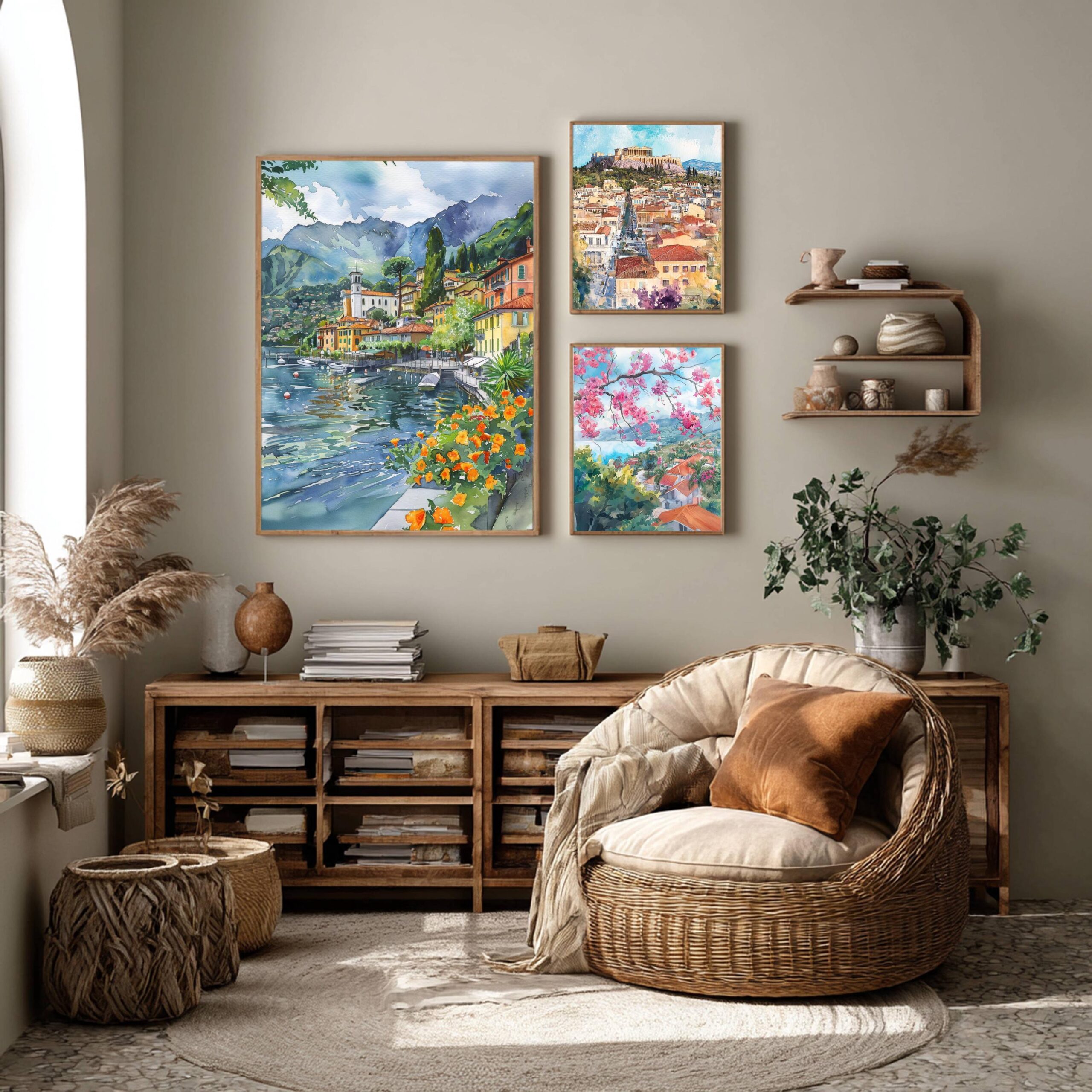 Lenno Lake Como Italy Europe Watercolor: Travel Art Poster - Image 2