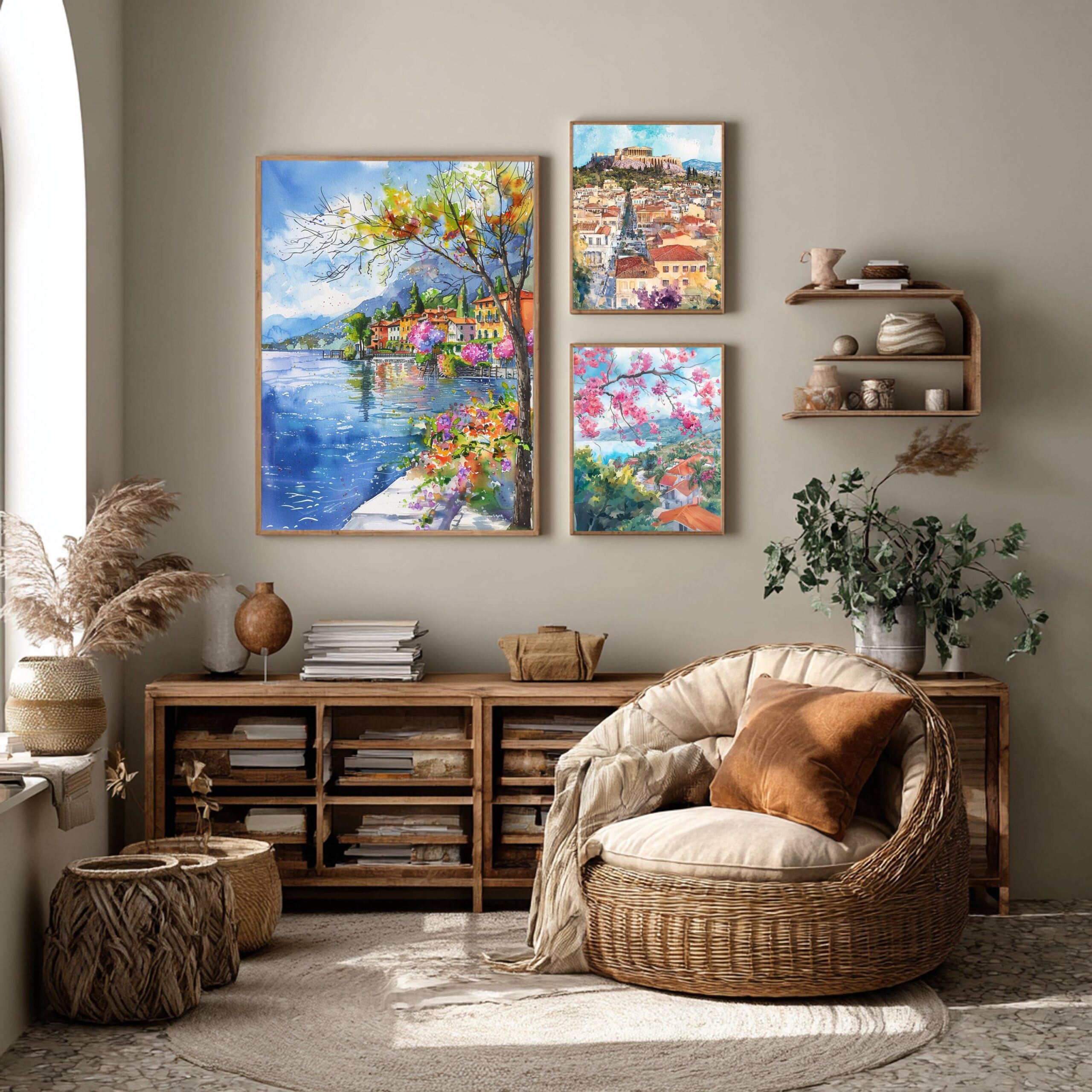 Menaggio Lake Como Italy Europe Watercolor: Travel Art Poster - Image 2